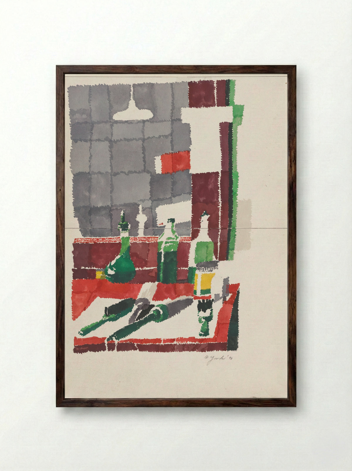 Bottles - Richard Foster Yarde - Framed Print Dark Wood