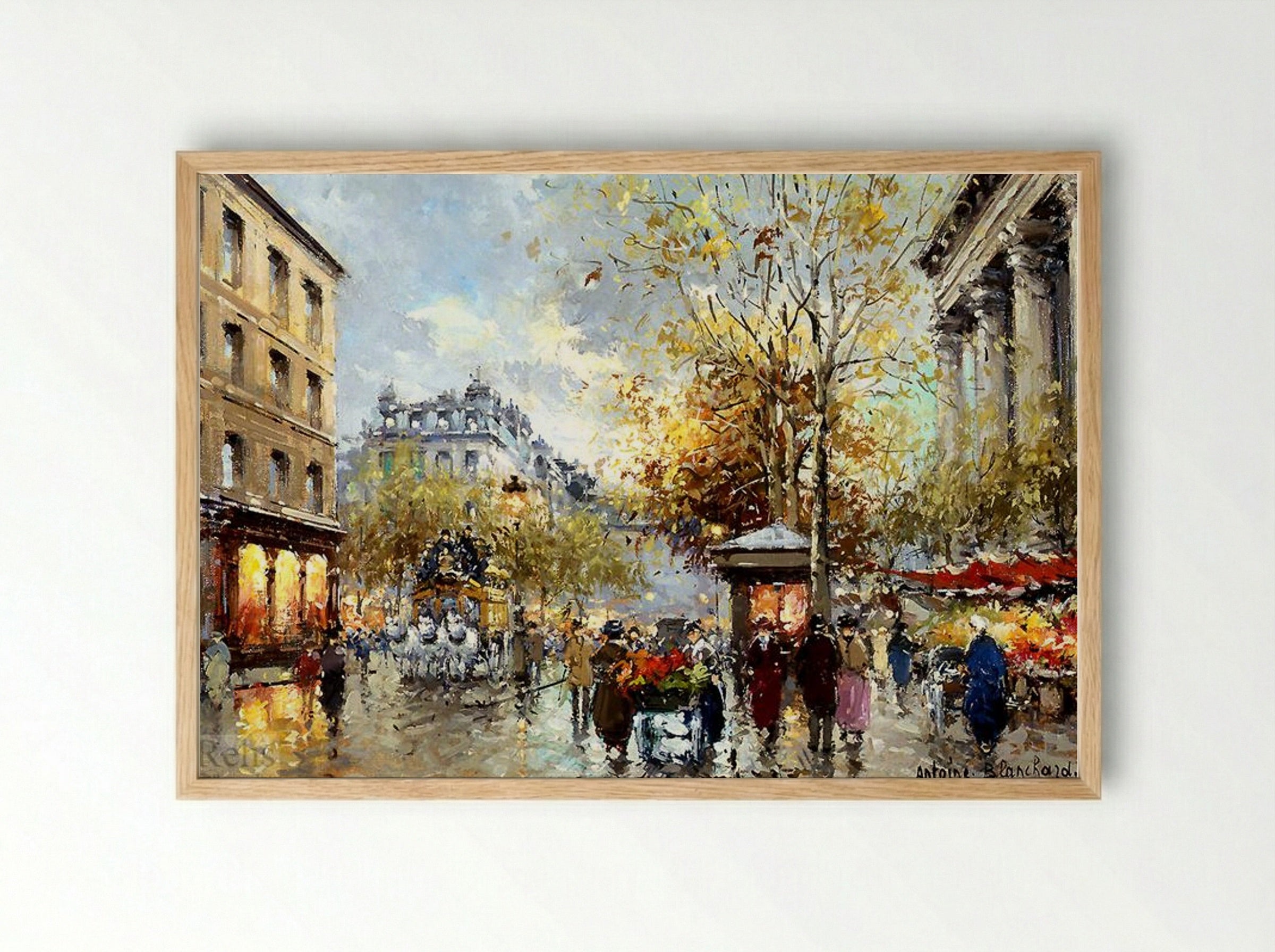 Boulevard des Capucines et Madeleine - Antoine Blanchard - Framed Print Wood