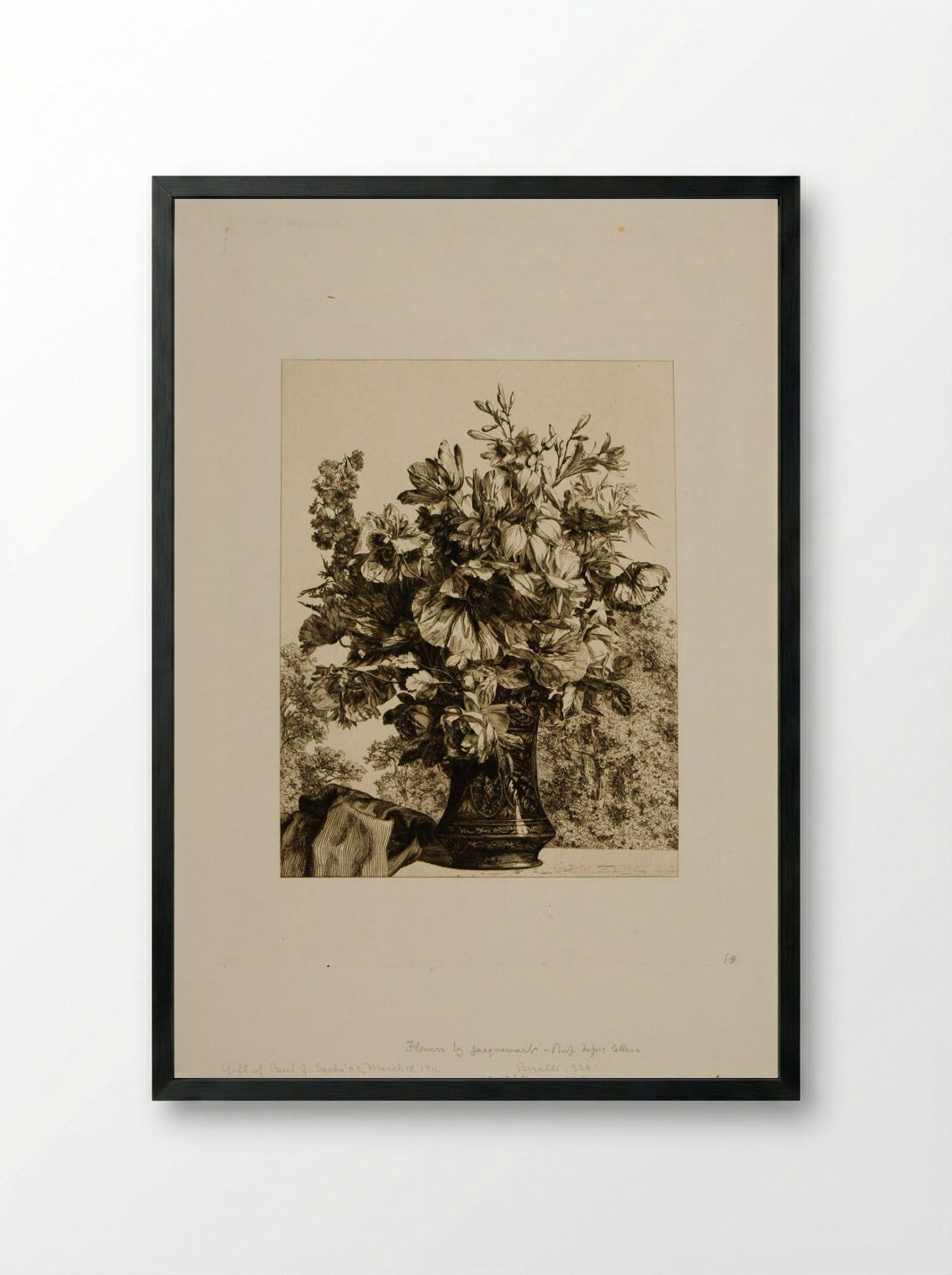 Bouquet in a Vase - Jules Ferdinand Jacquemart - Framed Print Black