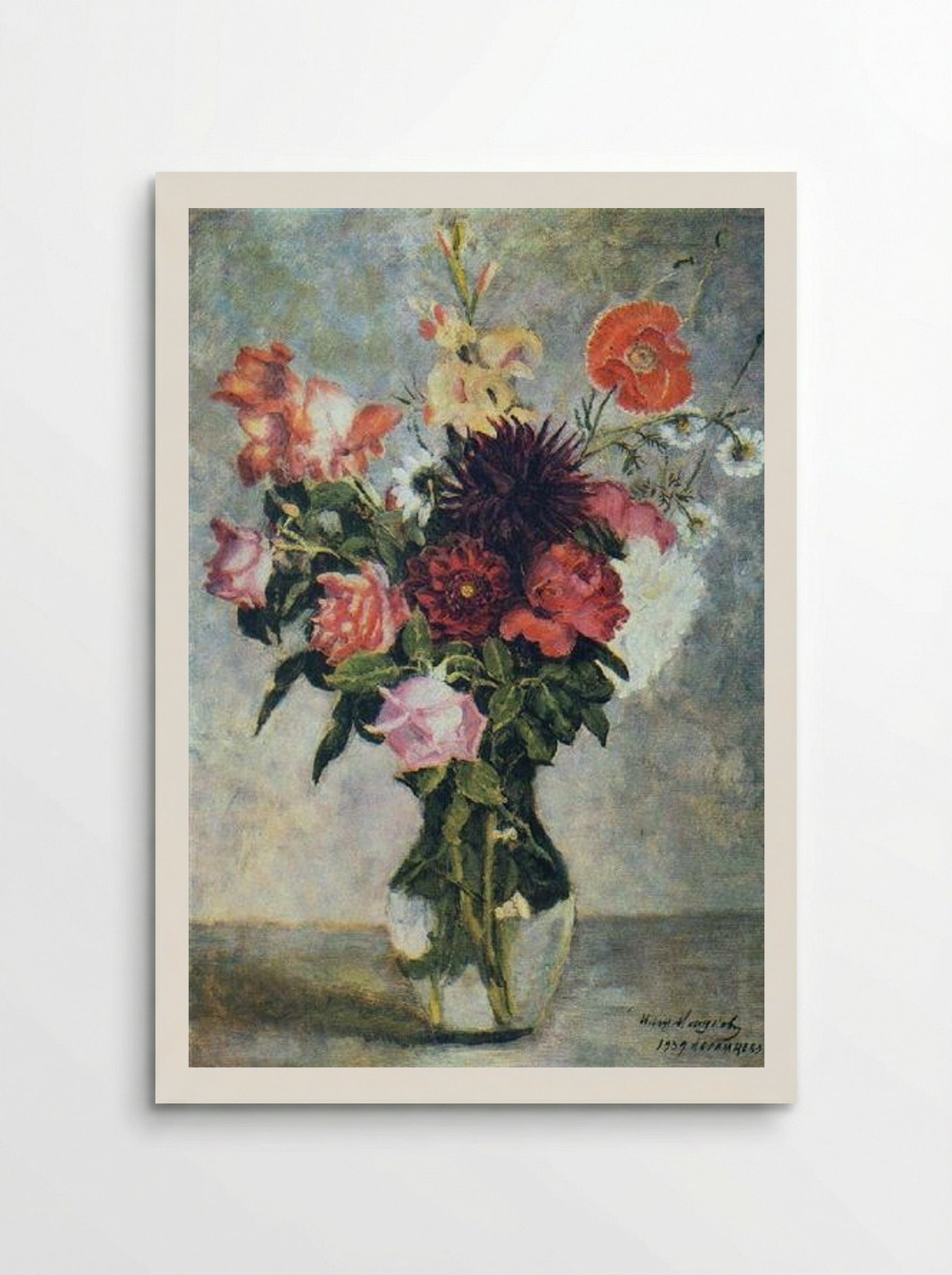 Bouquet in a glass vessel - Ilya Mashkov - Poster