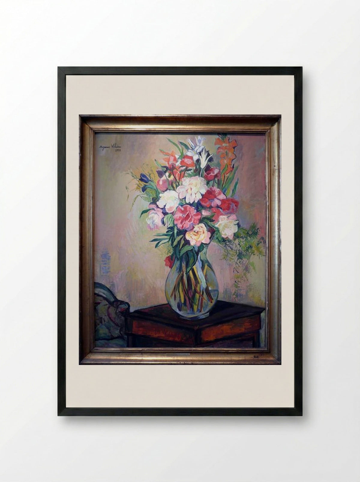 Bouquet of flowers - Suzanne Valadon - Framed Print Black