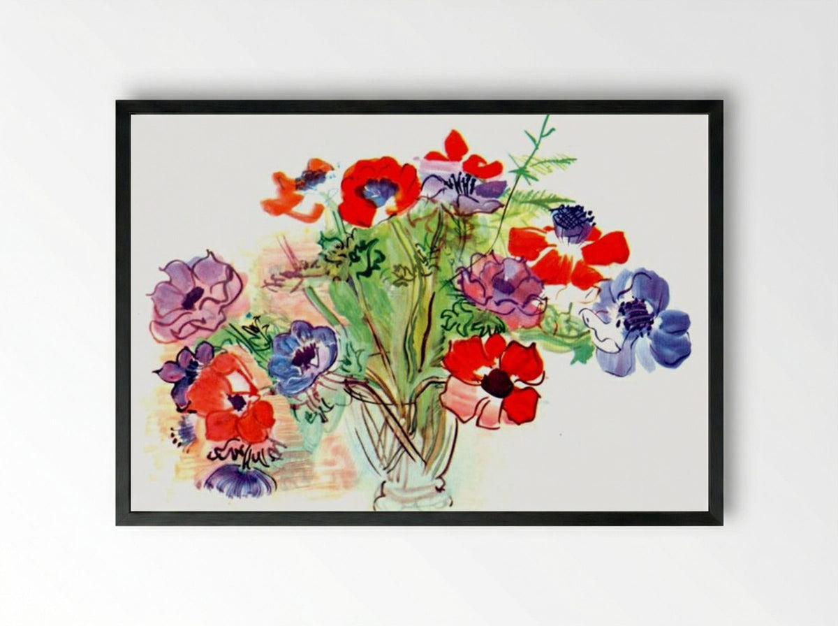 Bouquet of flowers - Raoul Dufy - Framed Print Black