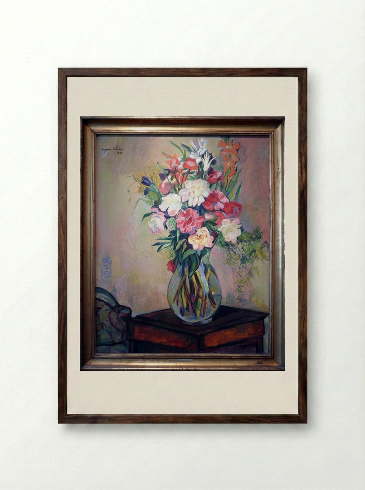 Bouquet of flowers - Suzanne Valadon - Framed Print Dark Wood