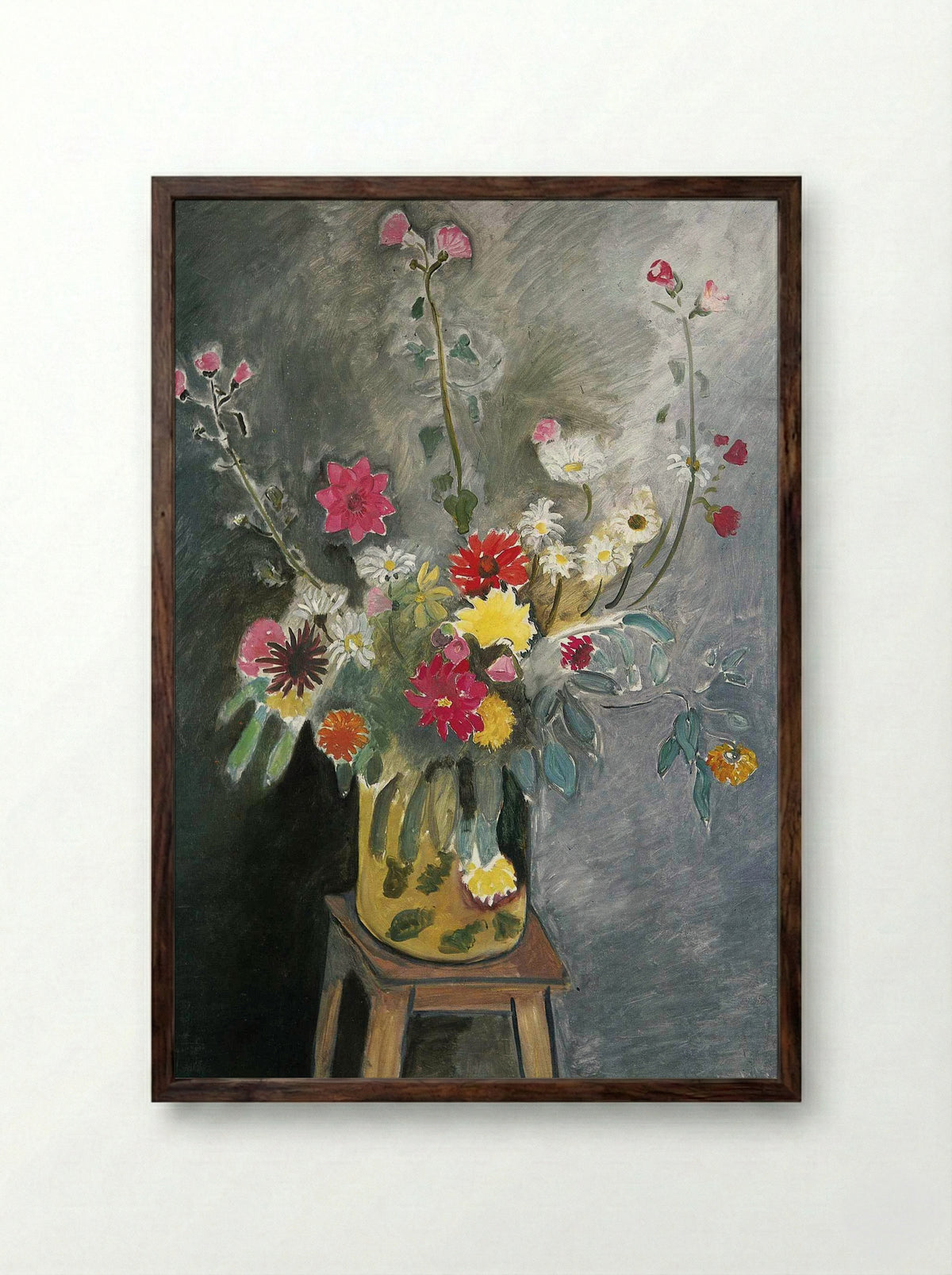 Bouquet of mixed flowers - Henri Matisse - Framed Print Dark Wood
