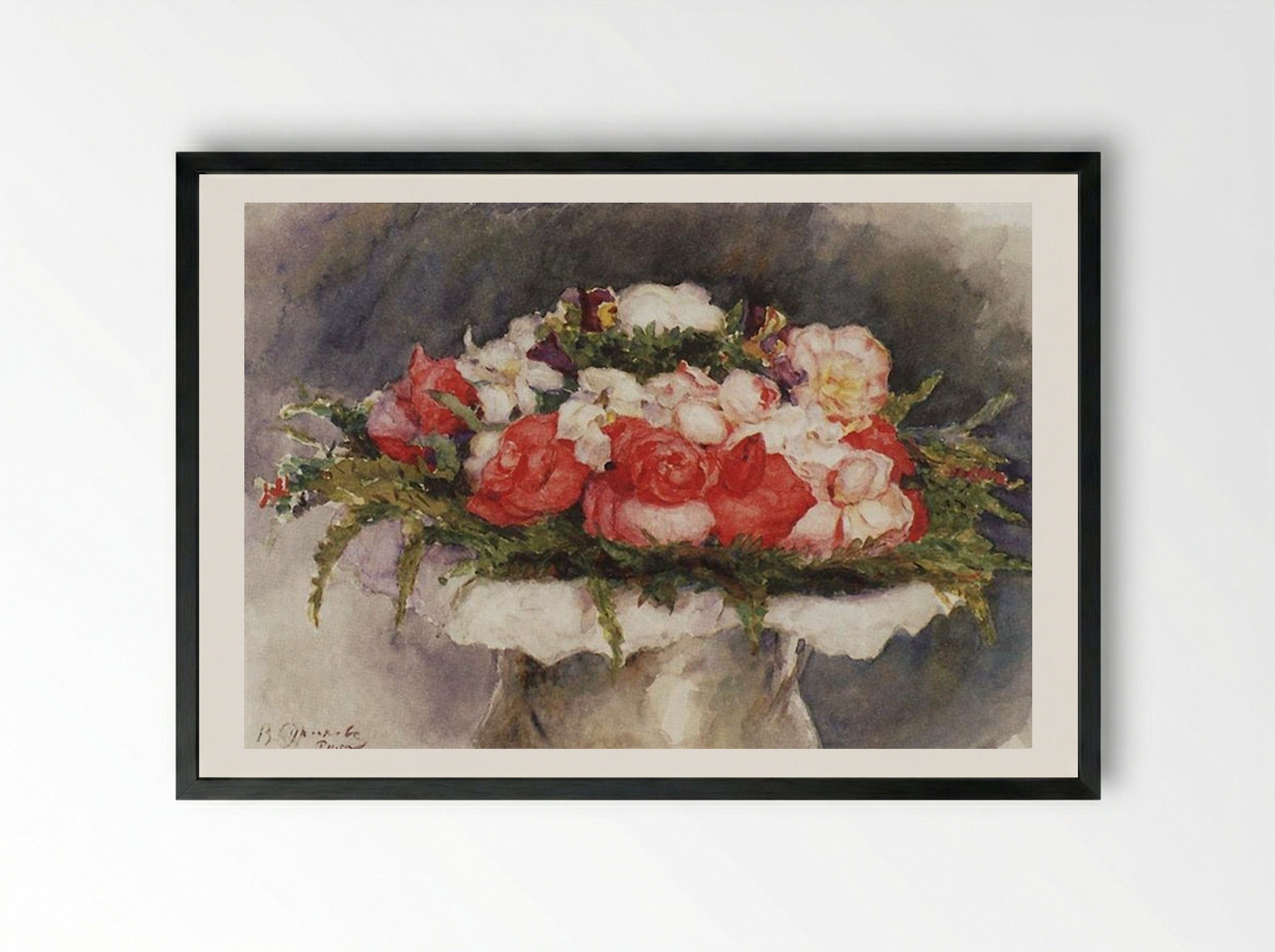 Bouquet - Vasily Surikov - Framed Print Black