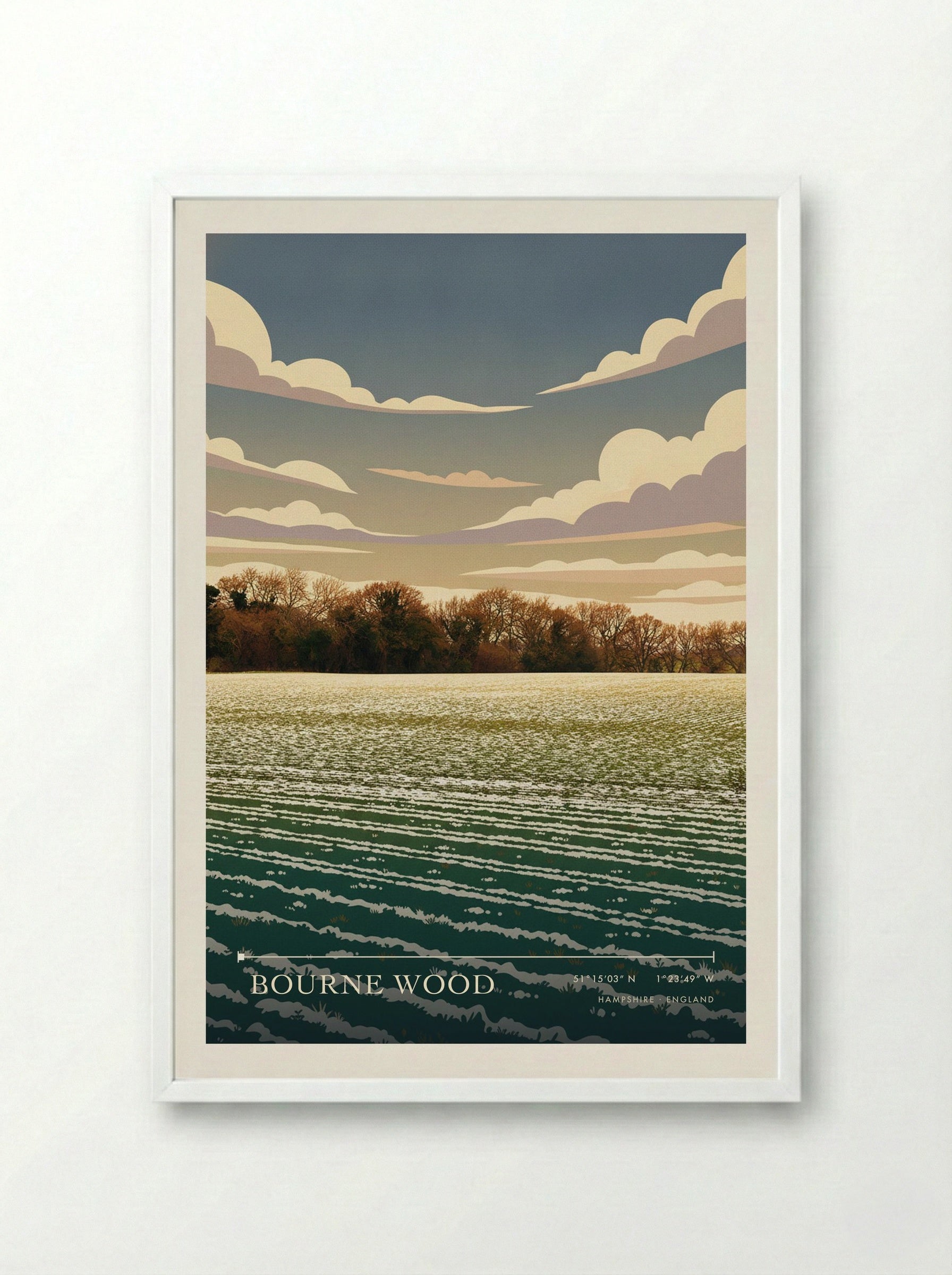 Bourne Wood Hampshire England Travel Poster - Framed Print White