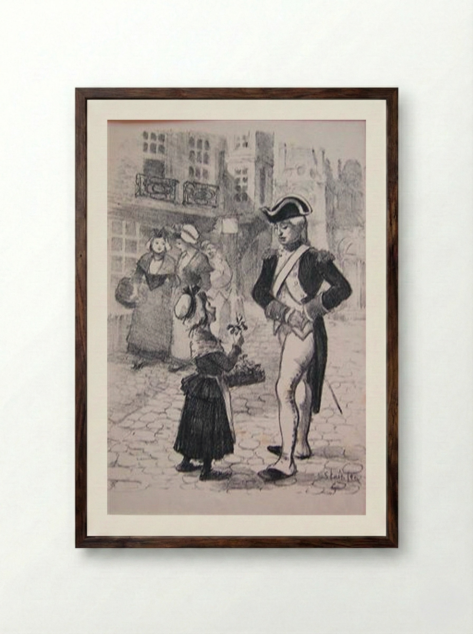 Bouton de Rose - Théophile Steinlen - Framed Print Dark Wood