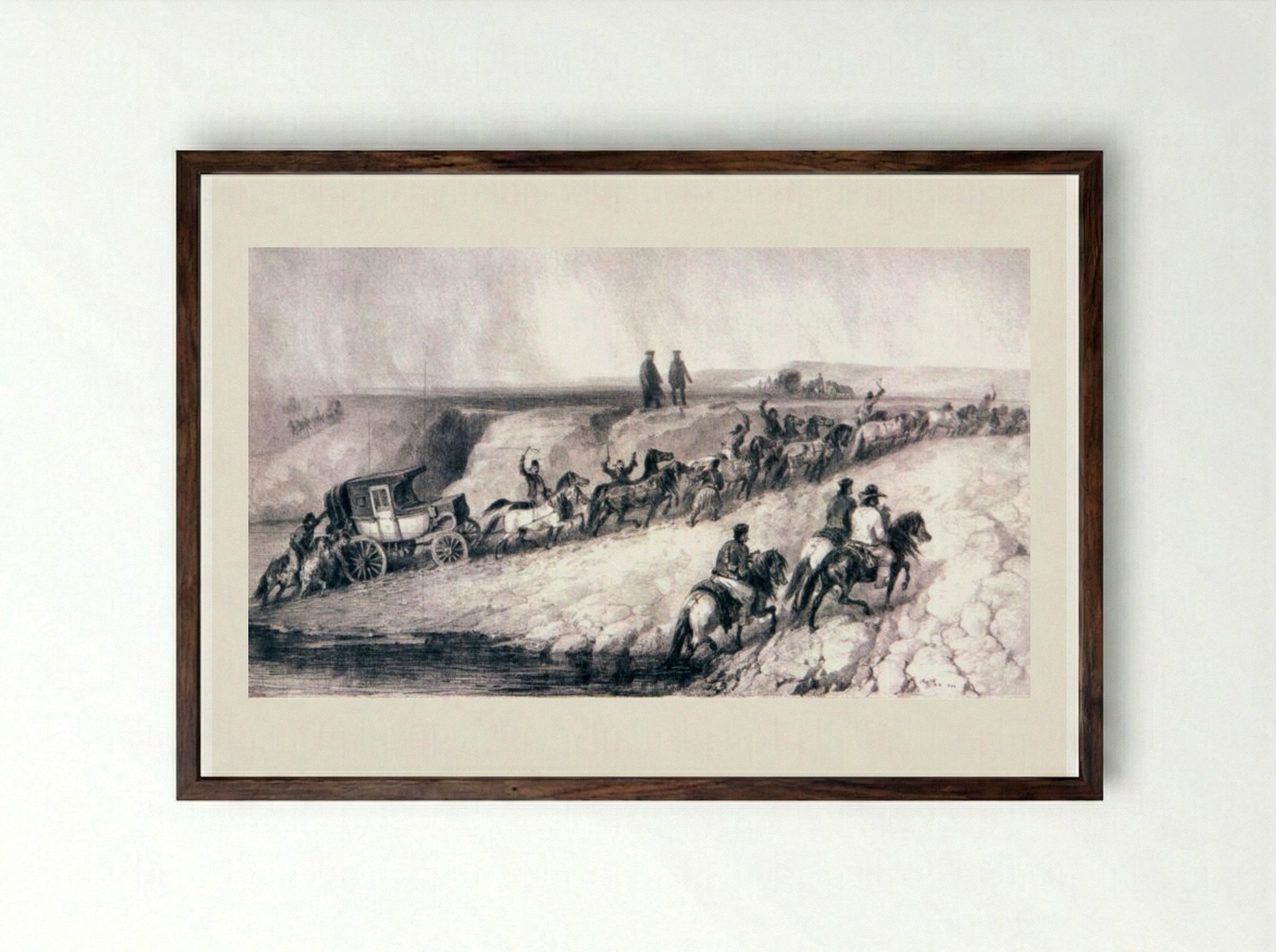 Bouzeo Passage - Denis-Auguste-Marie Raffet - Framed Print Dark Wood
