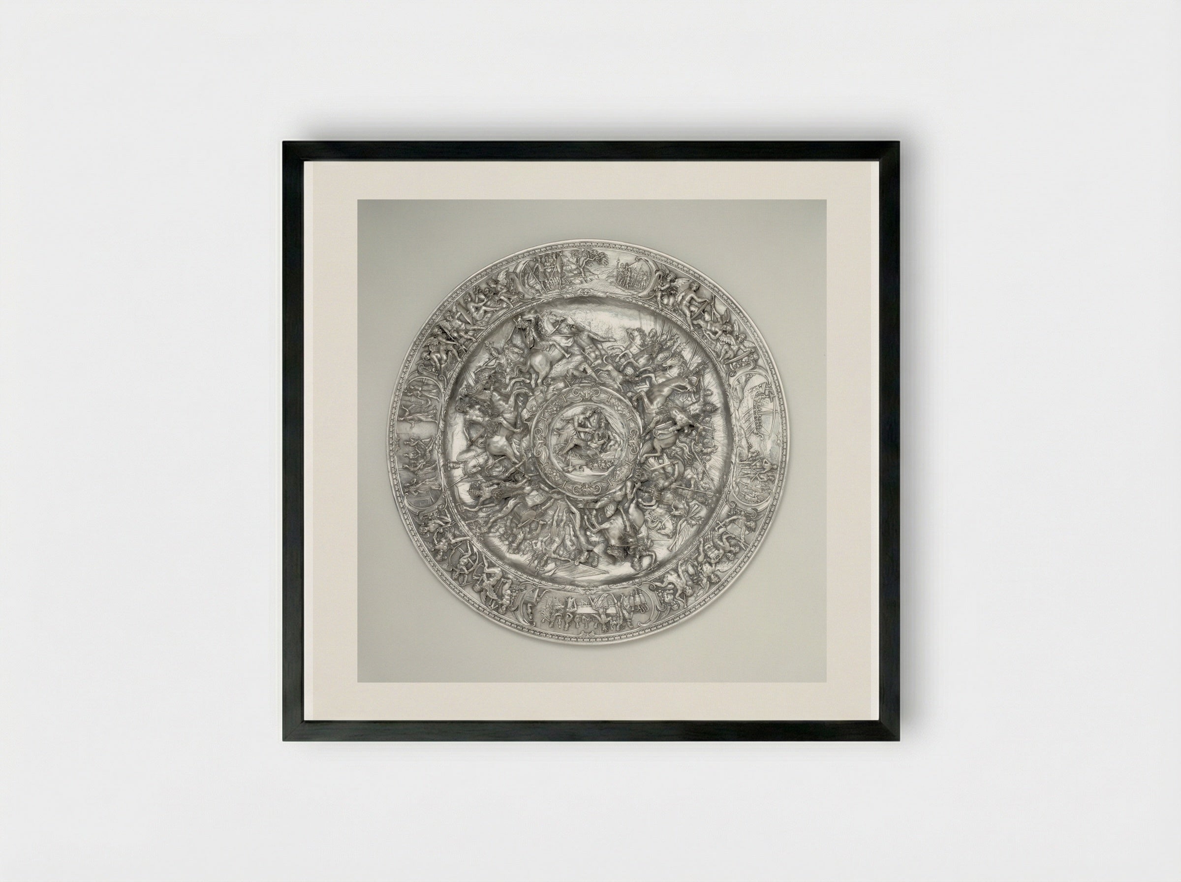 Bowl with scenes from the life of Cleopatra - Bernardo Strozzi - Framed Print Black