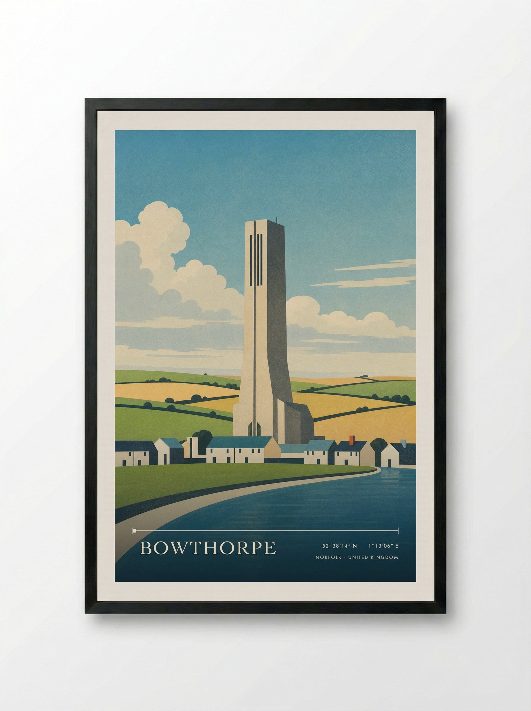 Bowthorpe Norfolk United Kingdom Travel Poster - Framed Print Black