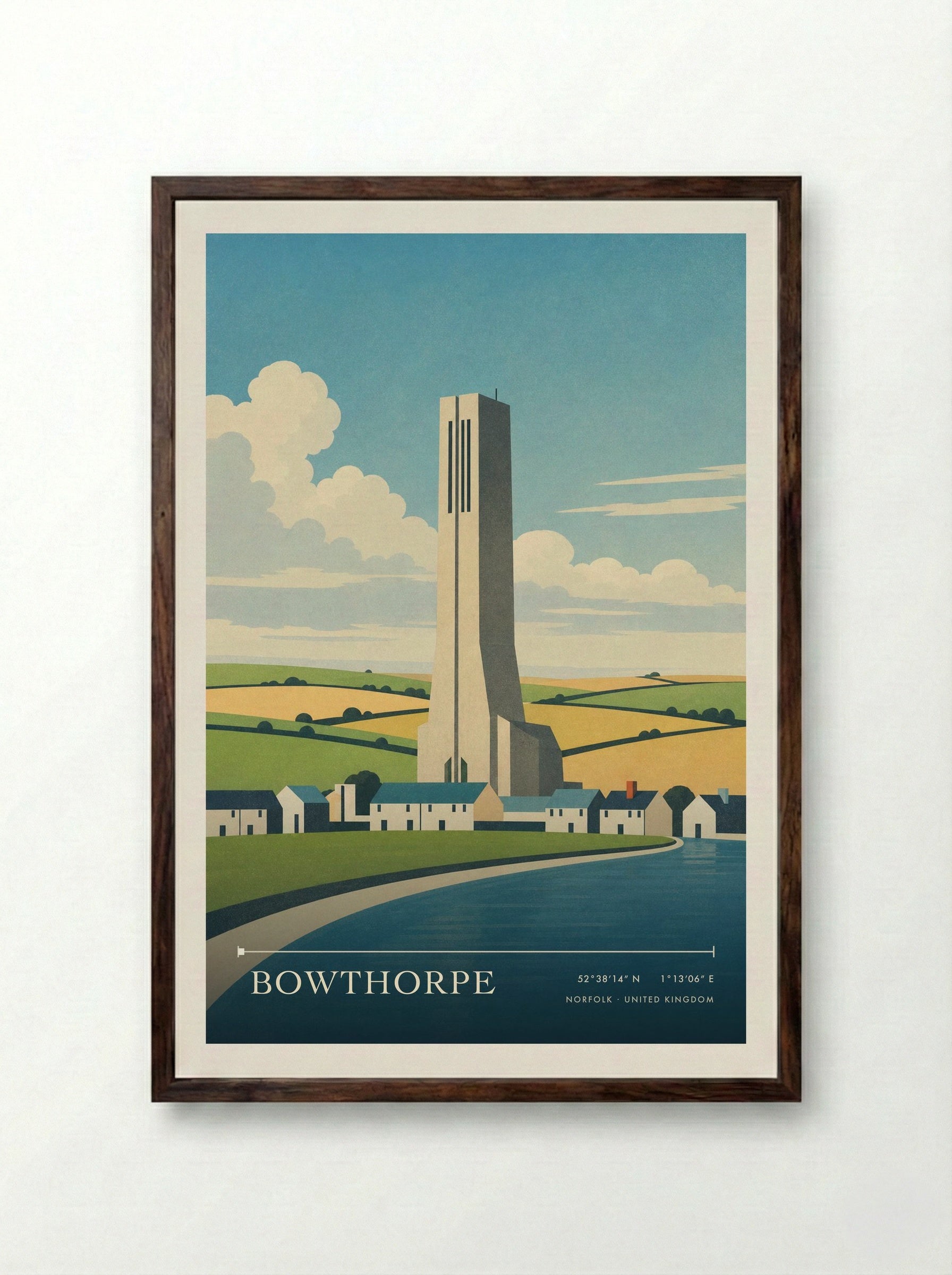 Bowthorpe Norfolk United Kingdom Travel Poster - Framed Print Dark Wood