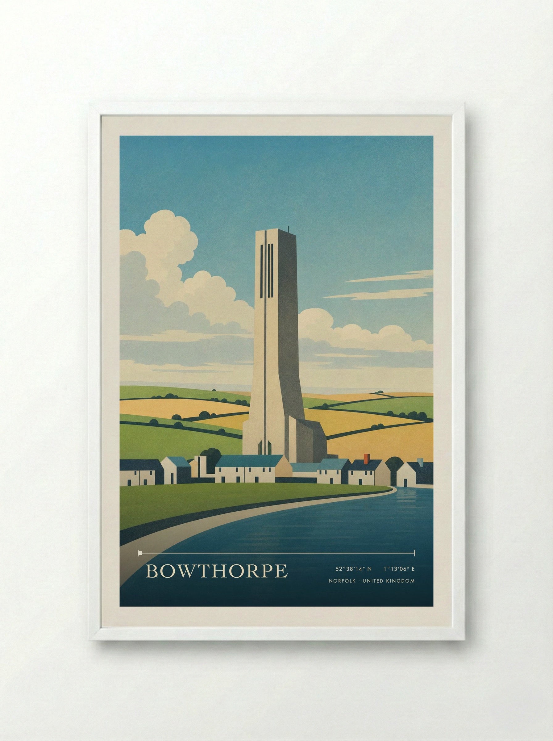 Bowthorpe Norfolk United Kingdom Travel Poster - Framed Print White