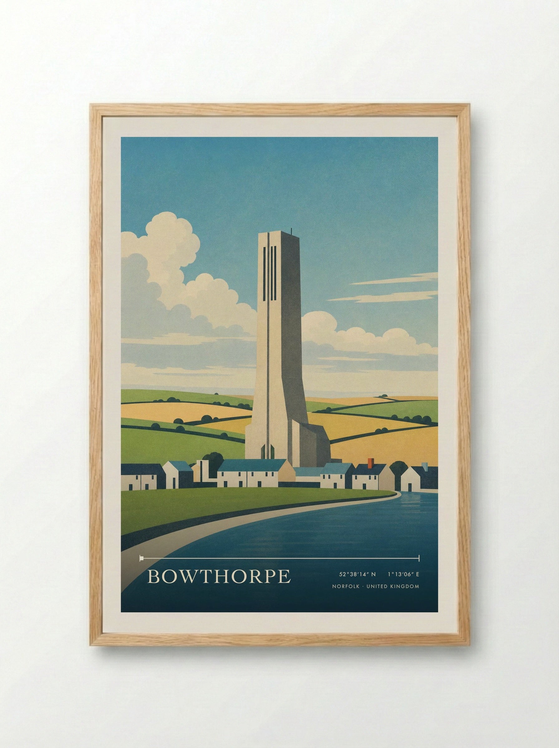 Bowthorpe Norfolk United Kingdom Travel Poster - Framed Print Wood