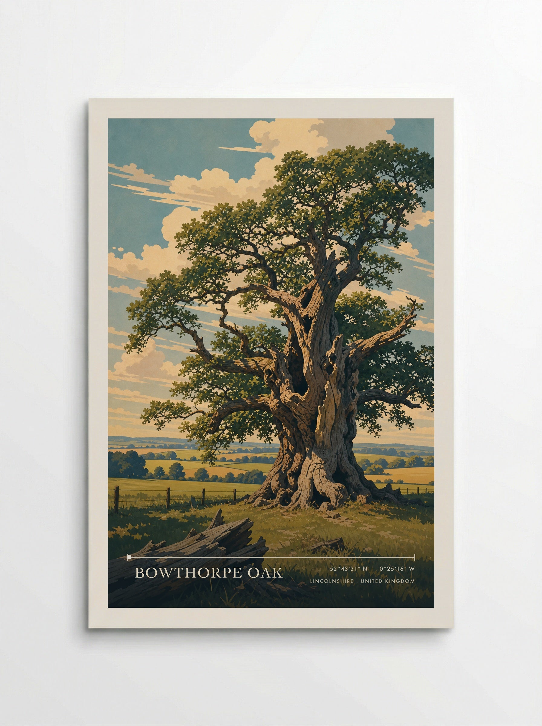 Bowthorpe Oak Lincolnshire United Kingdom Travel Poster - Poster
