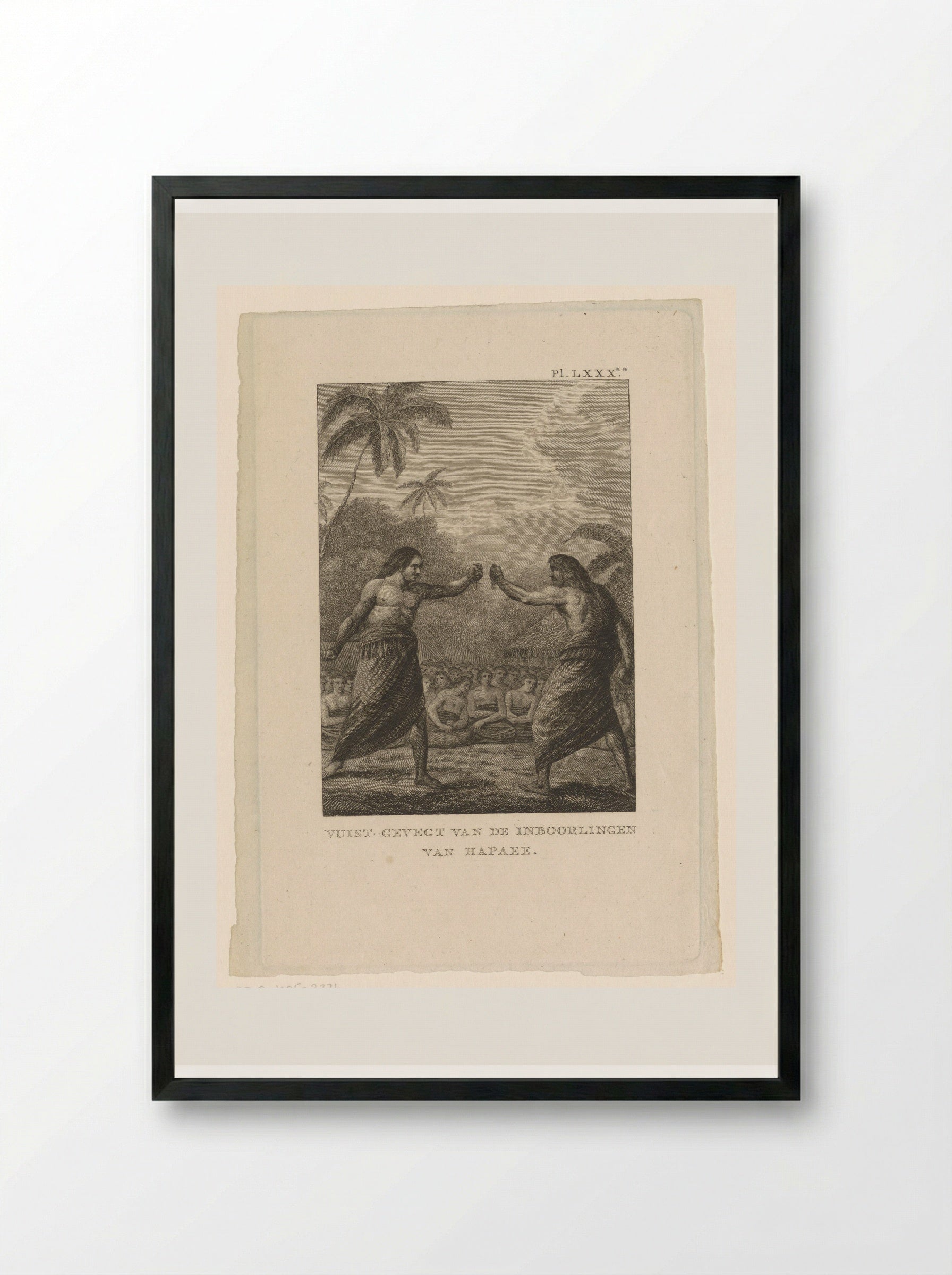 Boxing Match at Hapaee - Fine Art Print - Framed Print Black