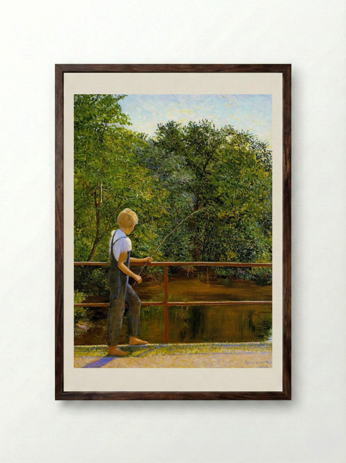 Boy Fishing - Lilla Cabot Perry - Framed Print Dark Wood