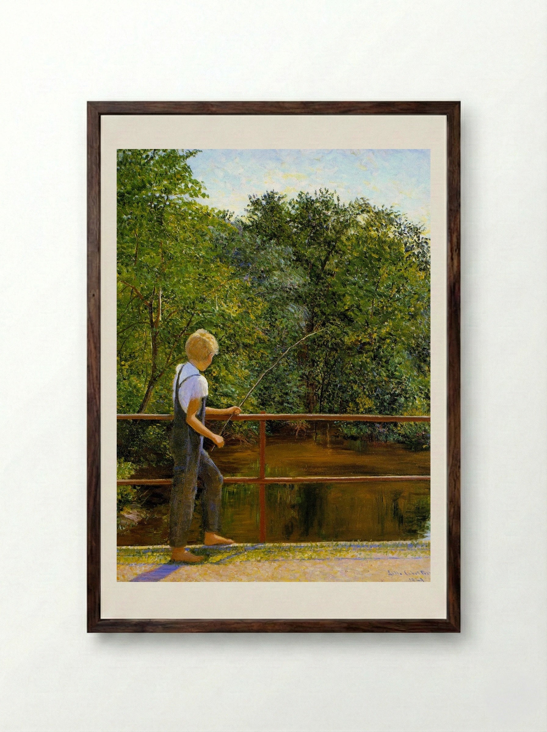 Boy Fishing - Lilla Cabot Perry - Framed Print Dark Wood