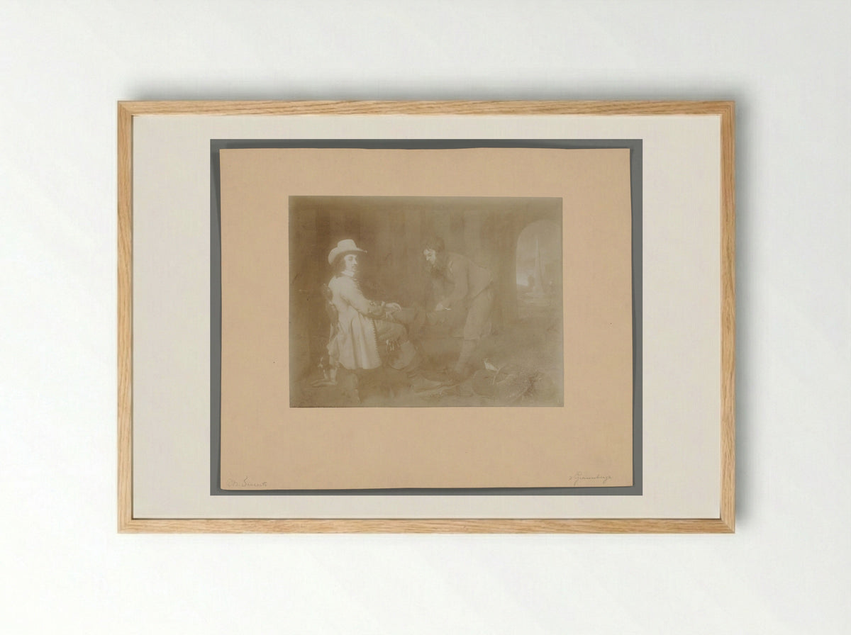 Boy Removing a Gentleman's Shoe - Michael Sweerts - Framed Print Wood