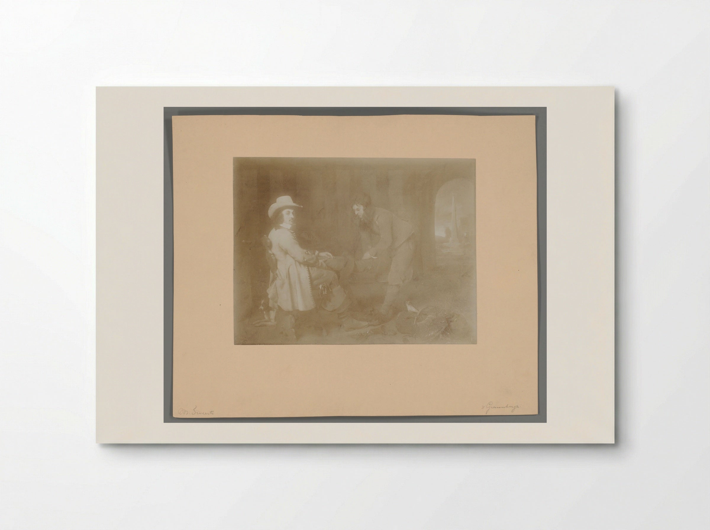 Boy Removing a Gentleman's Shoe - Michael Sweerts - Poster