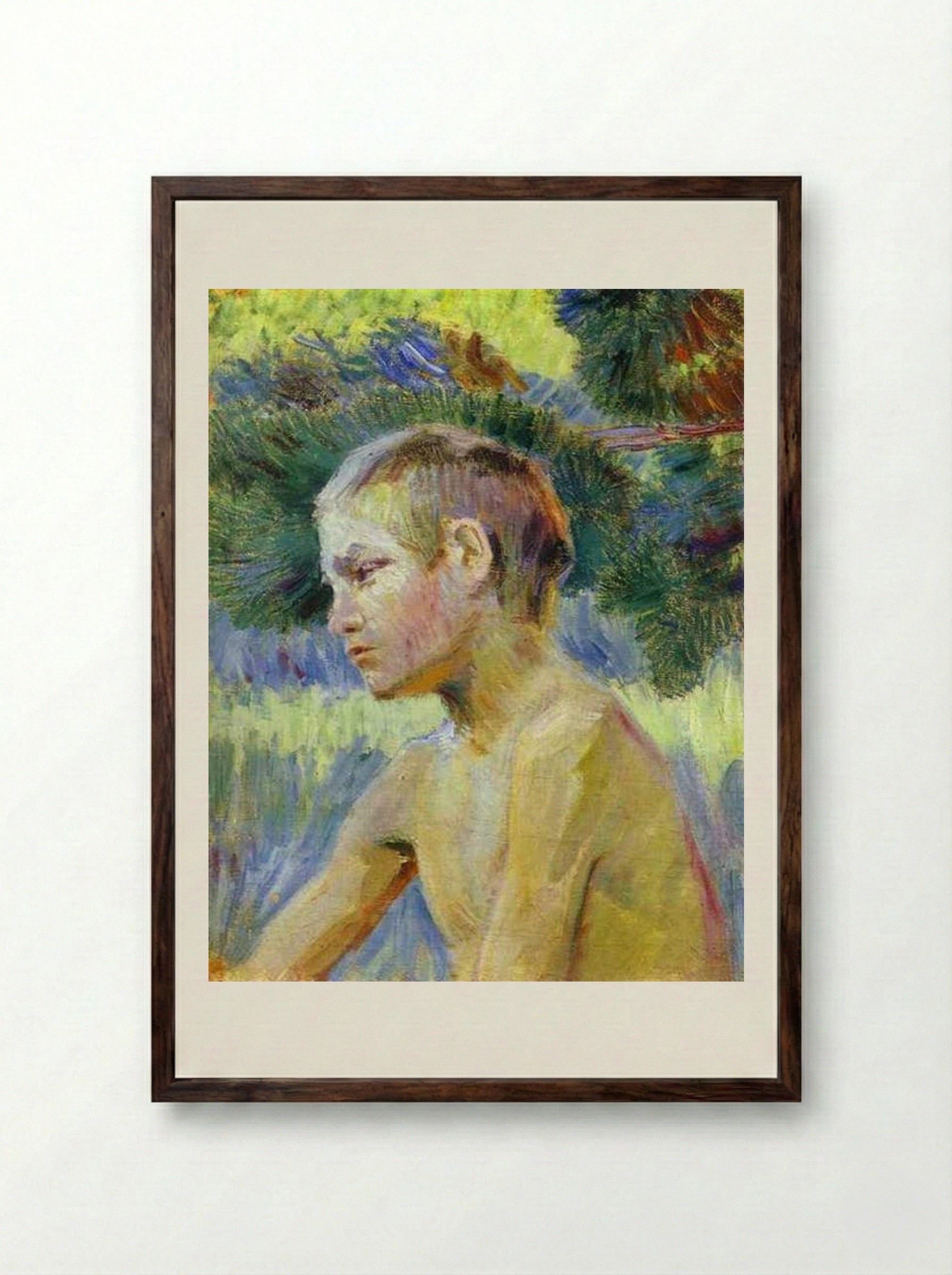 Boy Seated - Victor Borisov-Musatov - Framed Print Dark Wood