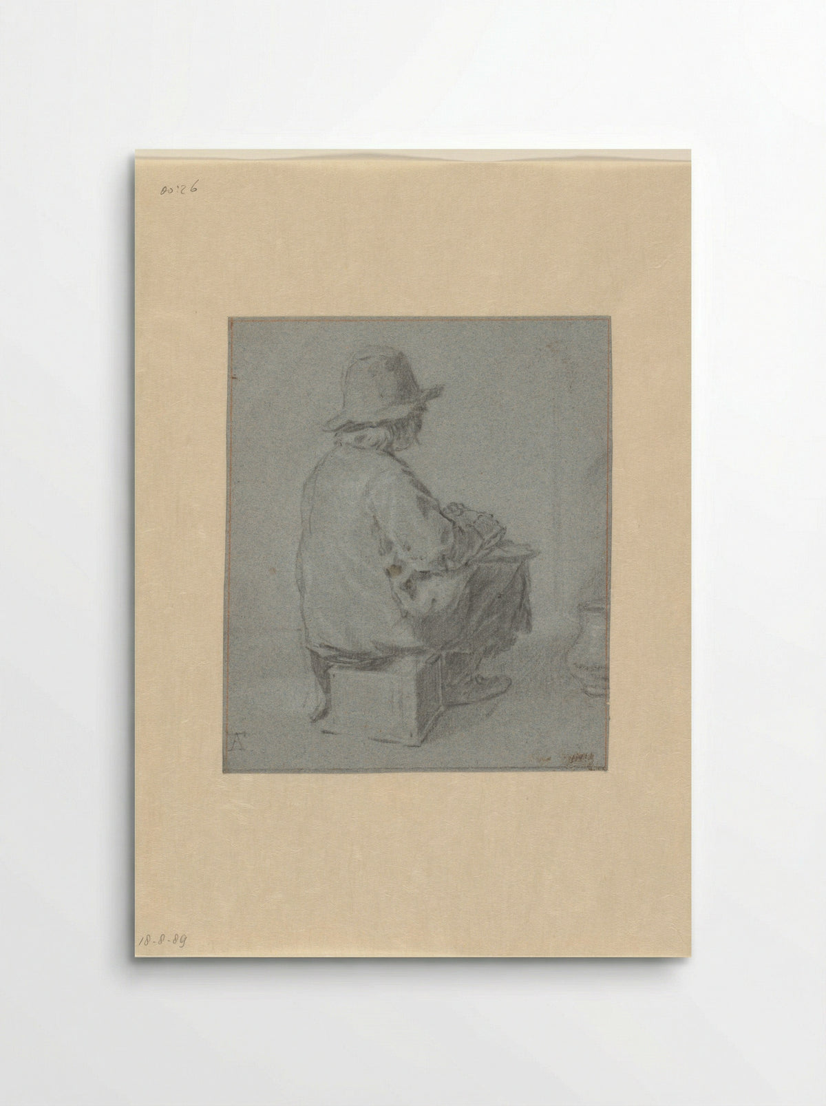 Boy Sitting on a Foot Warmer - Monogrammist AT - Poster