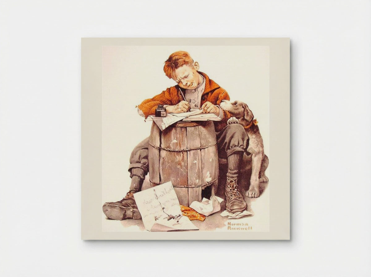 Boy Writing Letter - Norman Rockwell - Poster