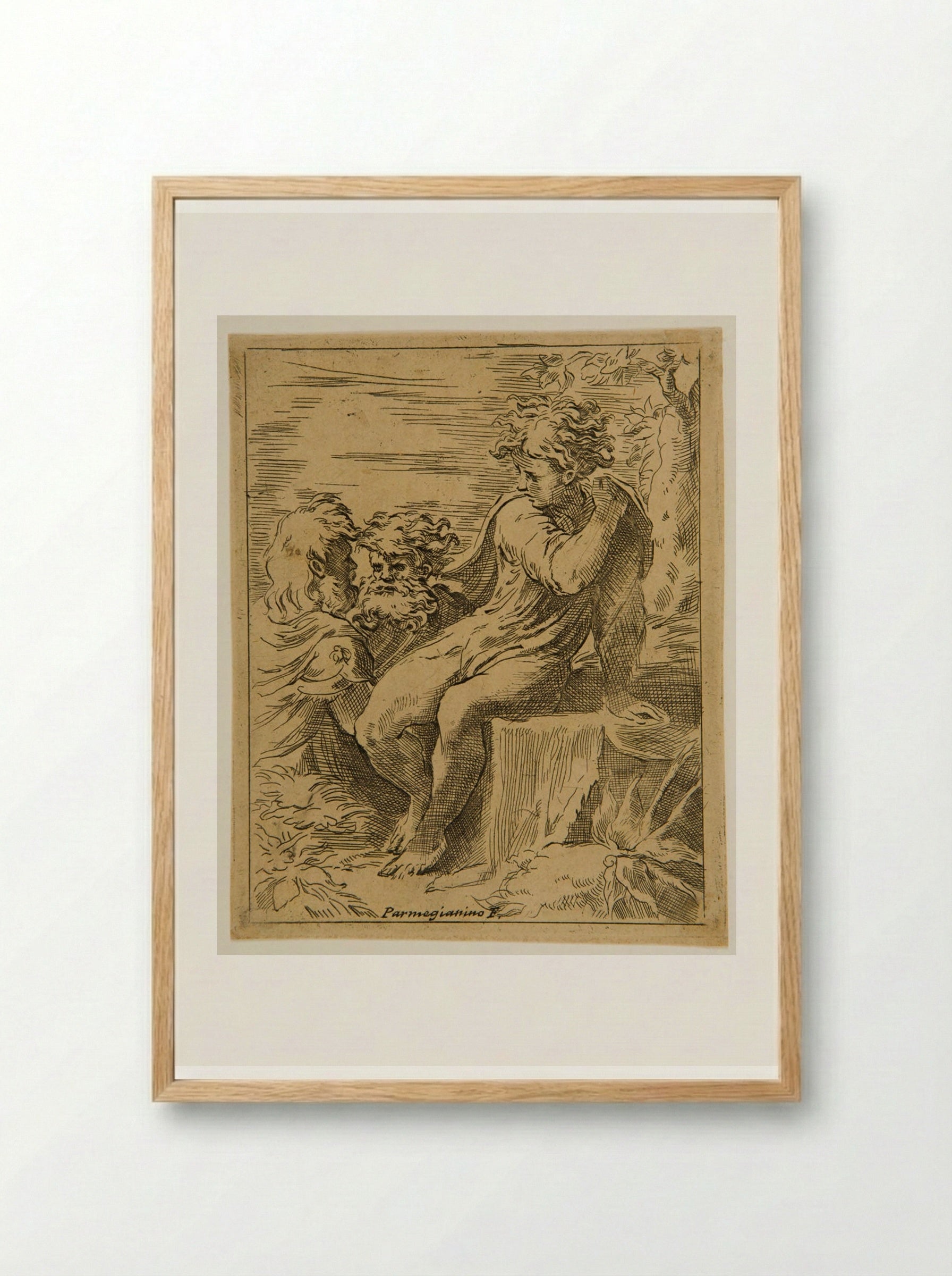 Boy and Two Old Men - Parmigianino - Framed Print Wood