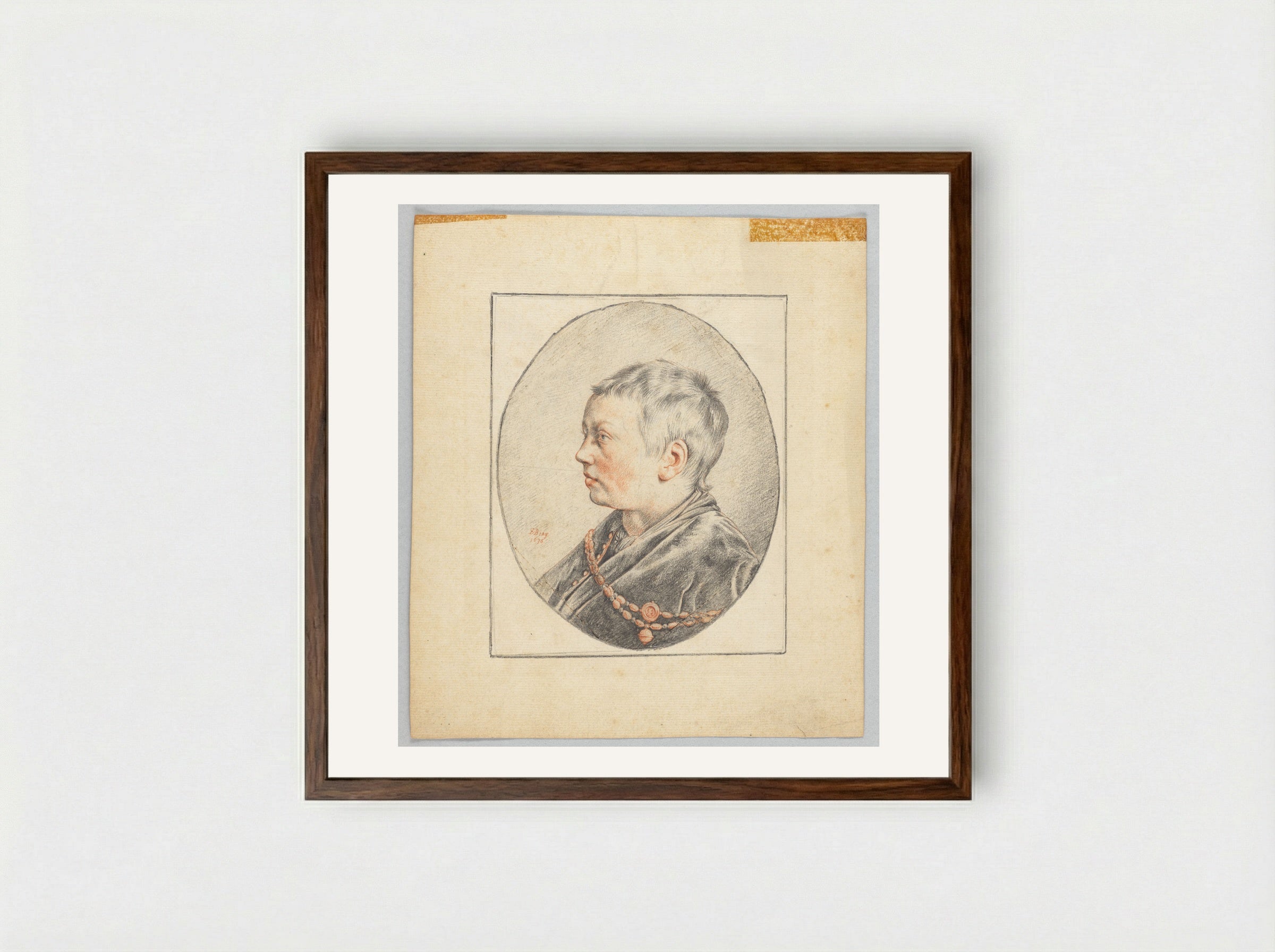 Boy in Profile, facing left - Salomon de Bray - Framed Print Dark Wood
