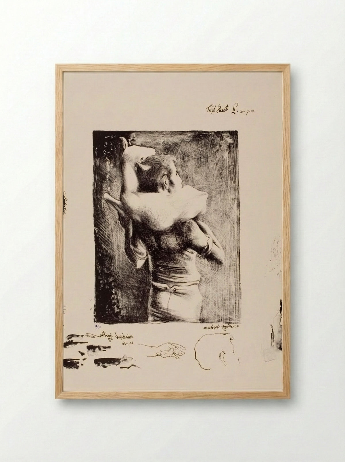Boy with Lamb - Michael Ayrton - Framed Print Wood