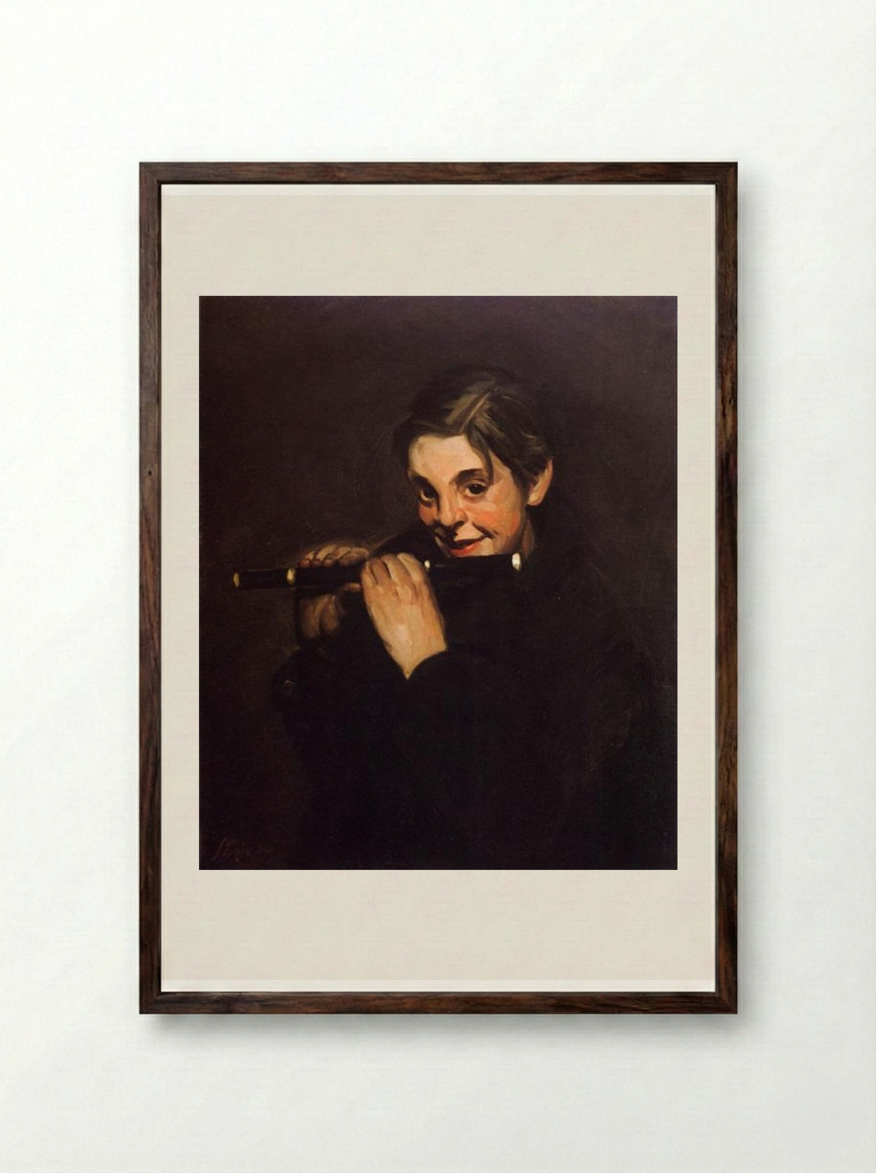 Boy with Piccolo - John French Sloan - Framed Print Dark Wood