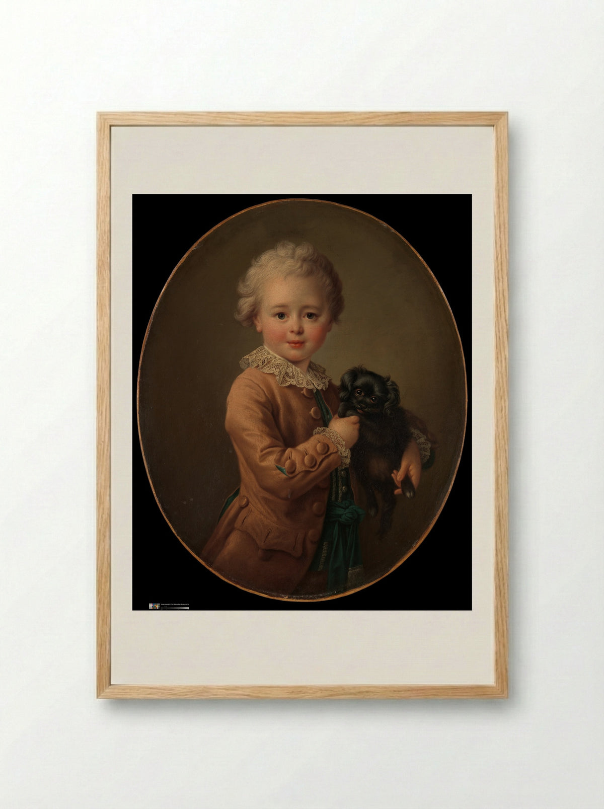 Boy with a Black Spaniel - François-Hubert Drouais - Framed Print Wood