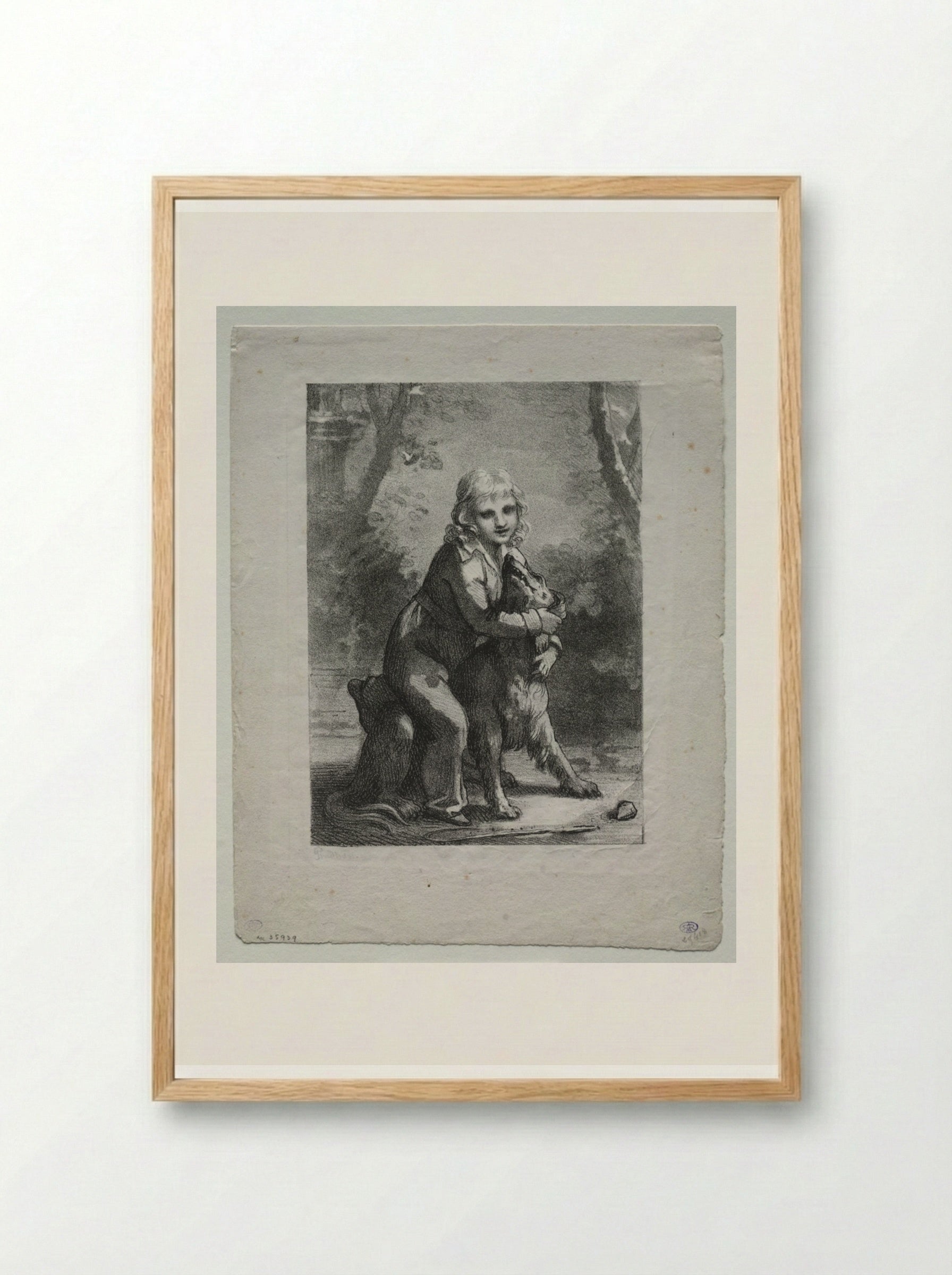 Boy with a Dog - Pierre-Paul Prud'hon - Framed Print Wood