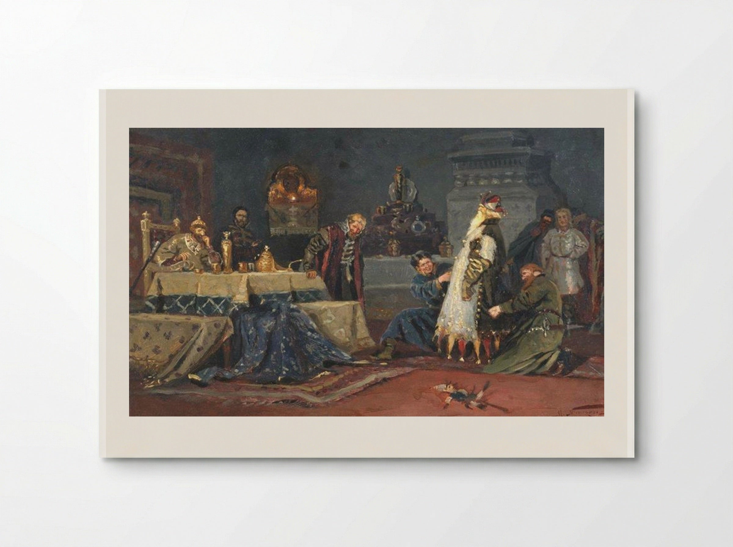 Boyar Morozov in a Clownish Coat before Ivan the Terrible - Mikhail Nesterov - Poster