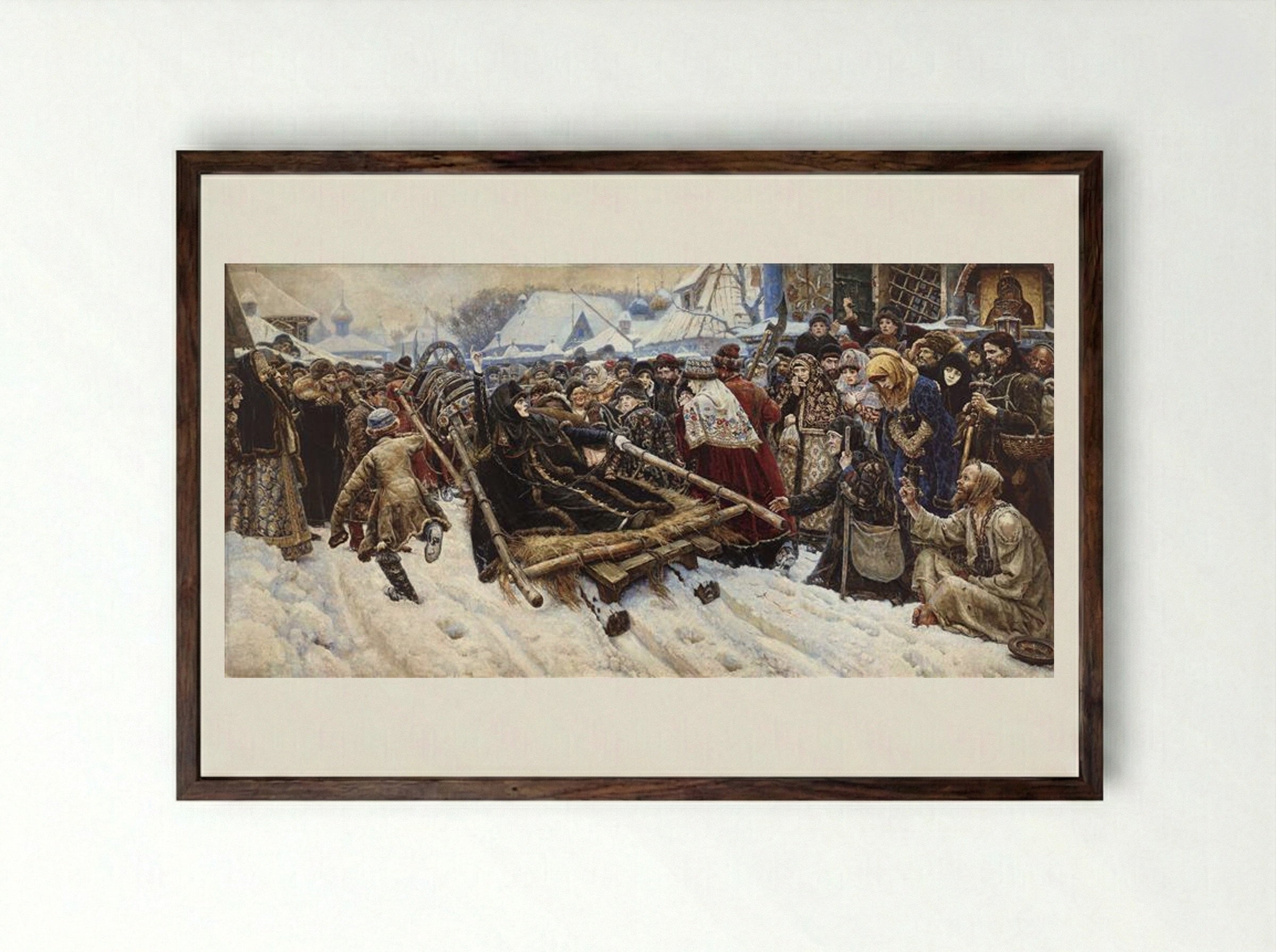 Boyarynya Morozova - Vasily Surikov - Framed Print Dark Wood