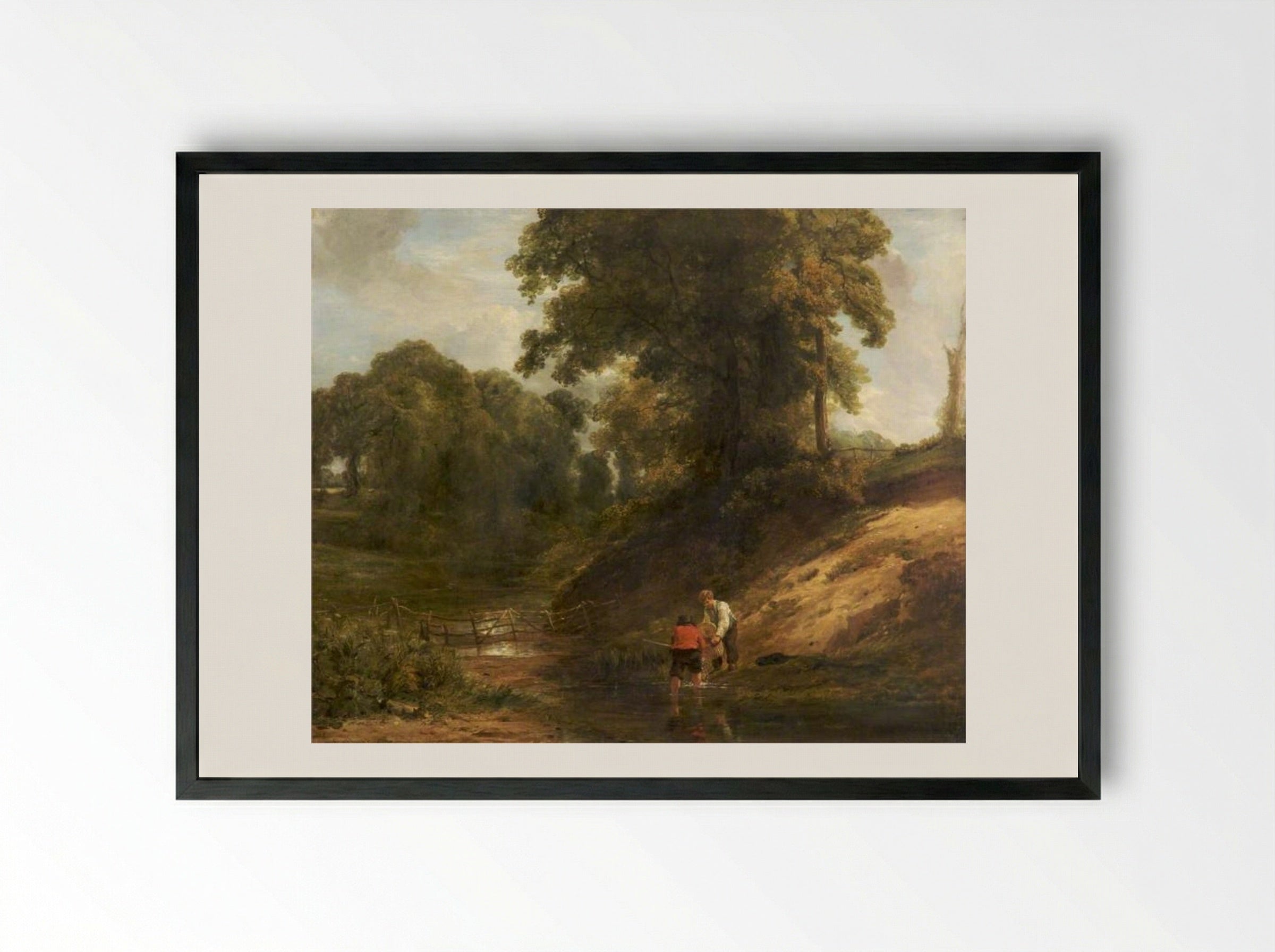 Boys Fishing - William Collins - Framed Print Black