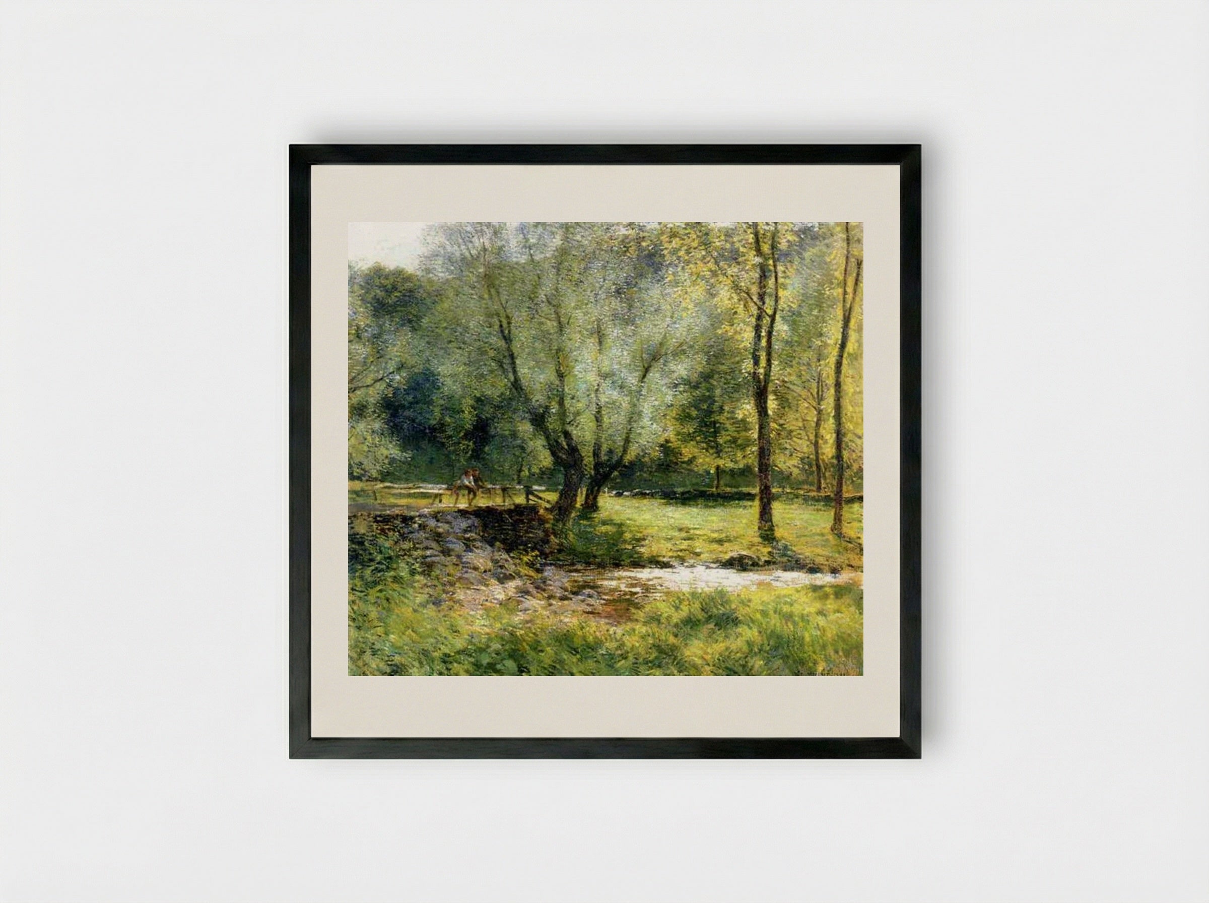 Boys Fishing - Willard Metcalf - Framed Print Black