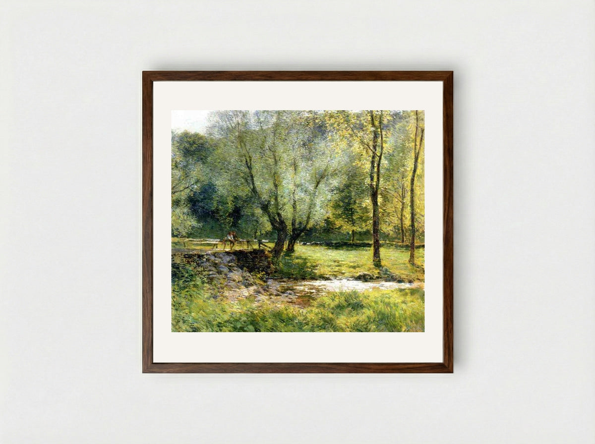 Boys Fishing - Willard Metcalf - Framed Print Dark Wood