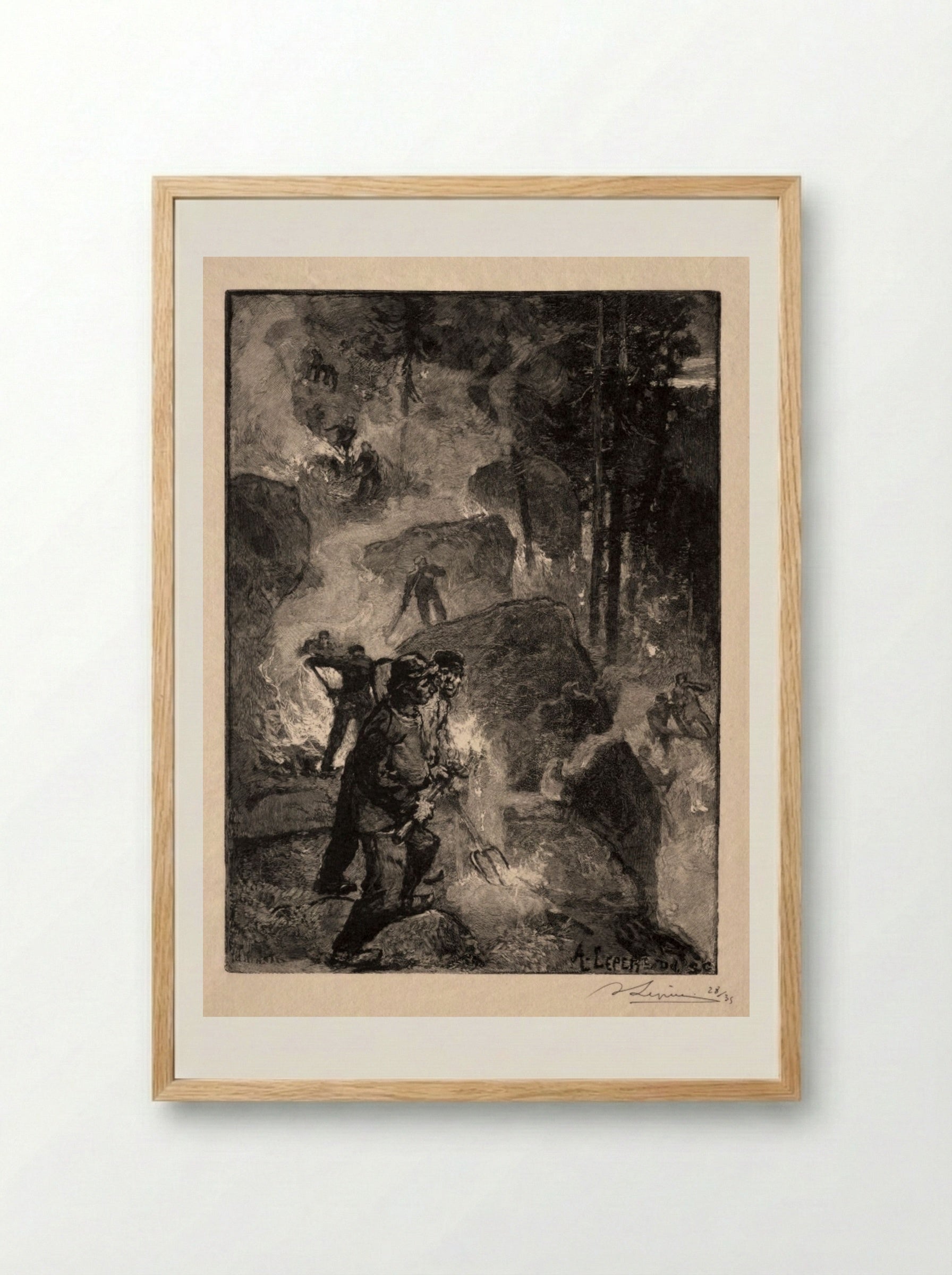 Brûleurs de Fougères - Auguste Louis Lepère - Framed Print Wood