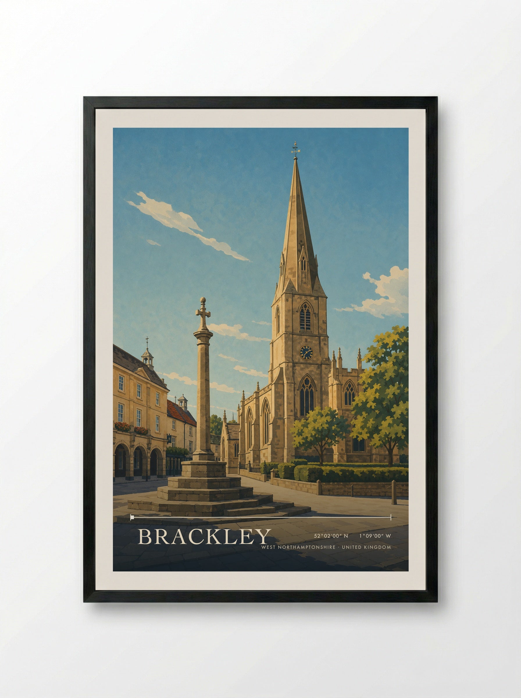 Brackley West Northamptonshire United Kingdom Travel Poster - Framed Print Black