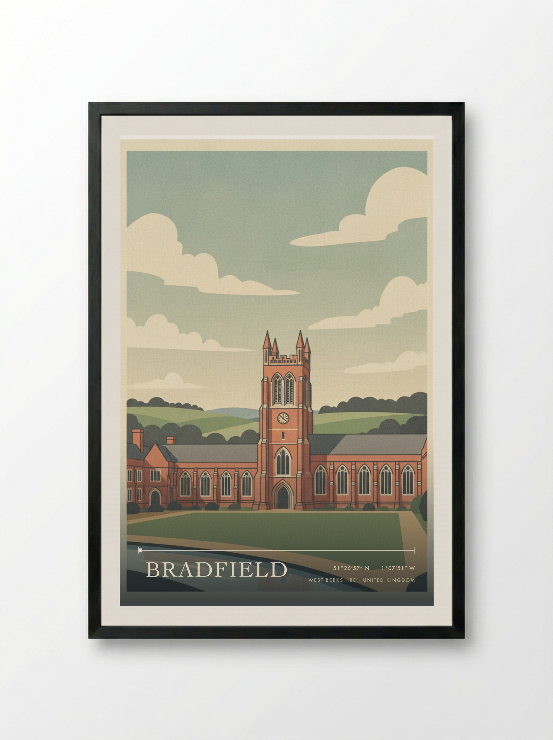 Bradfield West Berkshire United Kingdom Travel Poster - Framed Print Black