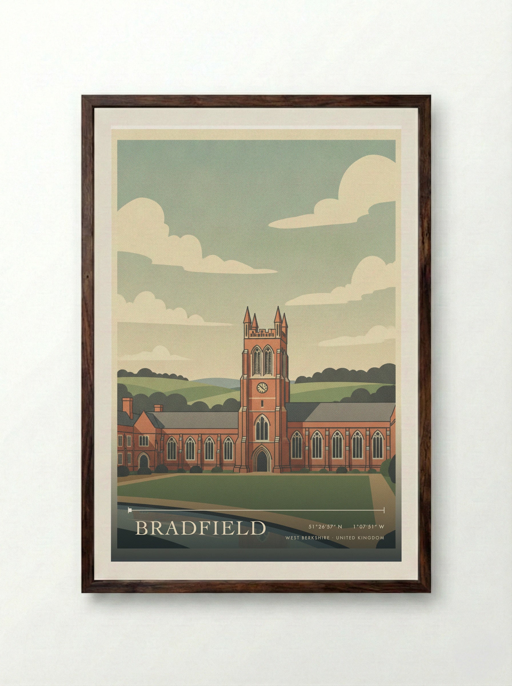 Bradfield West Berkshire United Kingdom Travel Poster - Framed Print Dark Wood