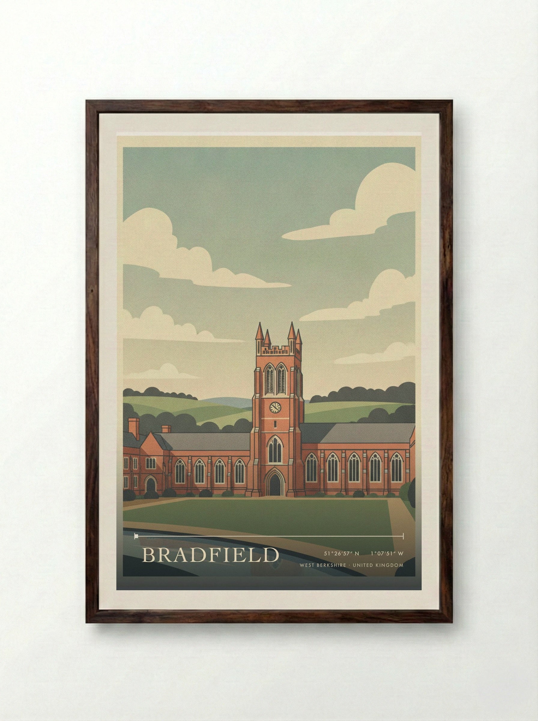 Bradfield West Berkshire United Kingdom Travel Poster - Framed Print Dark Wood