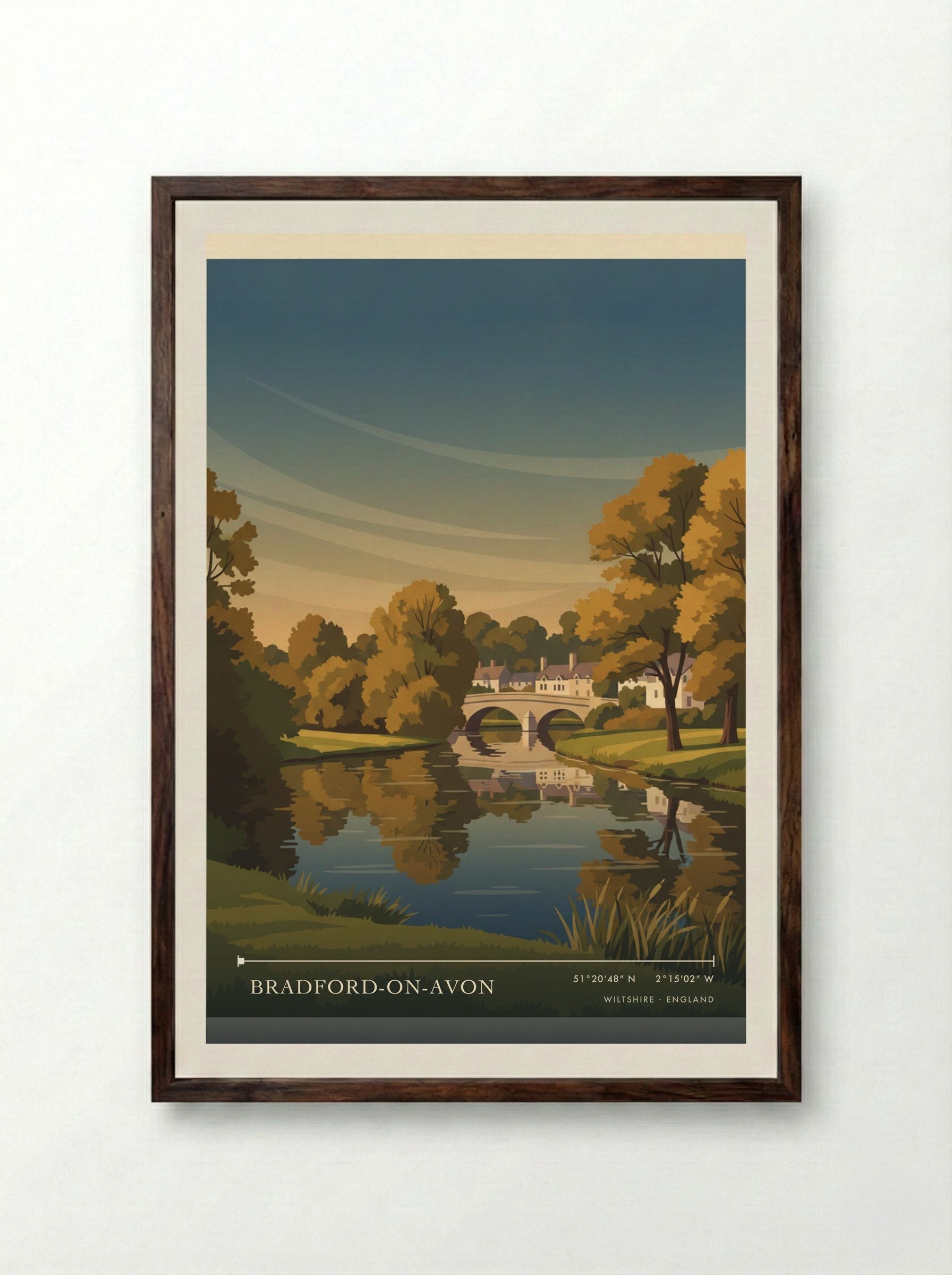 Bradford-on-Avon Wiltshire England Travel Poster - Framed Print Dark Wood