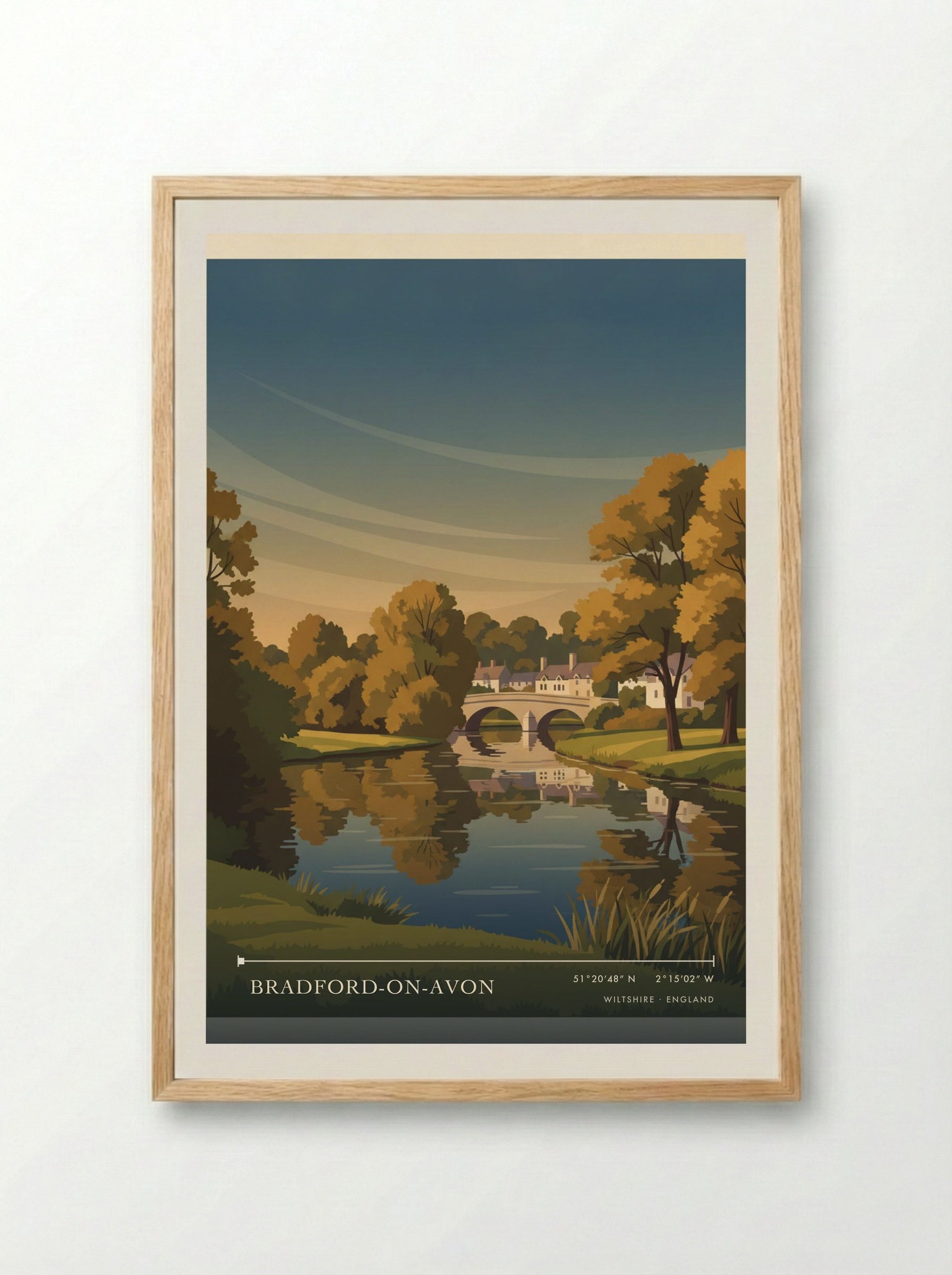 Bradford-on-Avon Wiltshire England Travel Poster - Framed Print Wood
