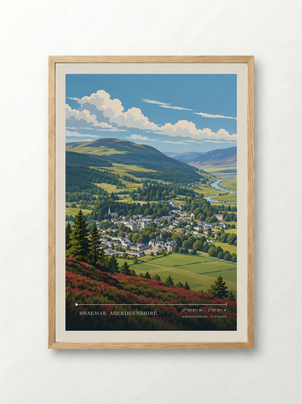 Braemar, Aberdeenshire, Aberdeenshire, Scotland | Travel Poster - Framed Print Wood
