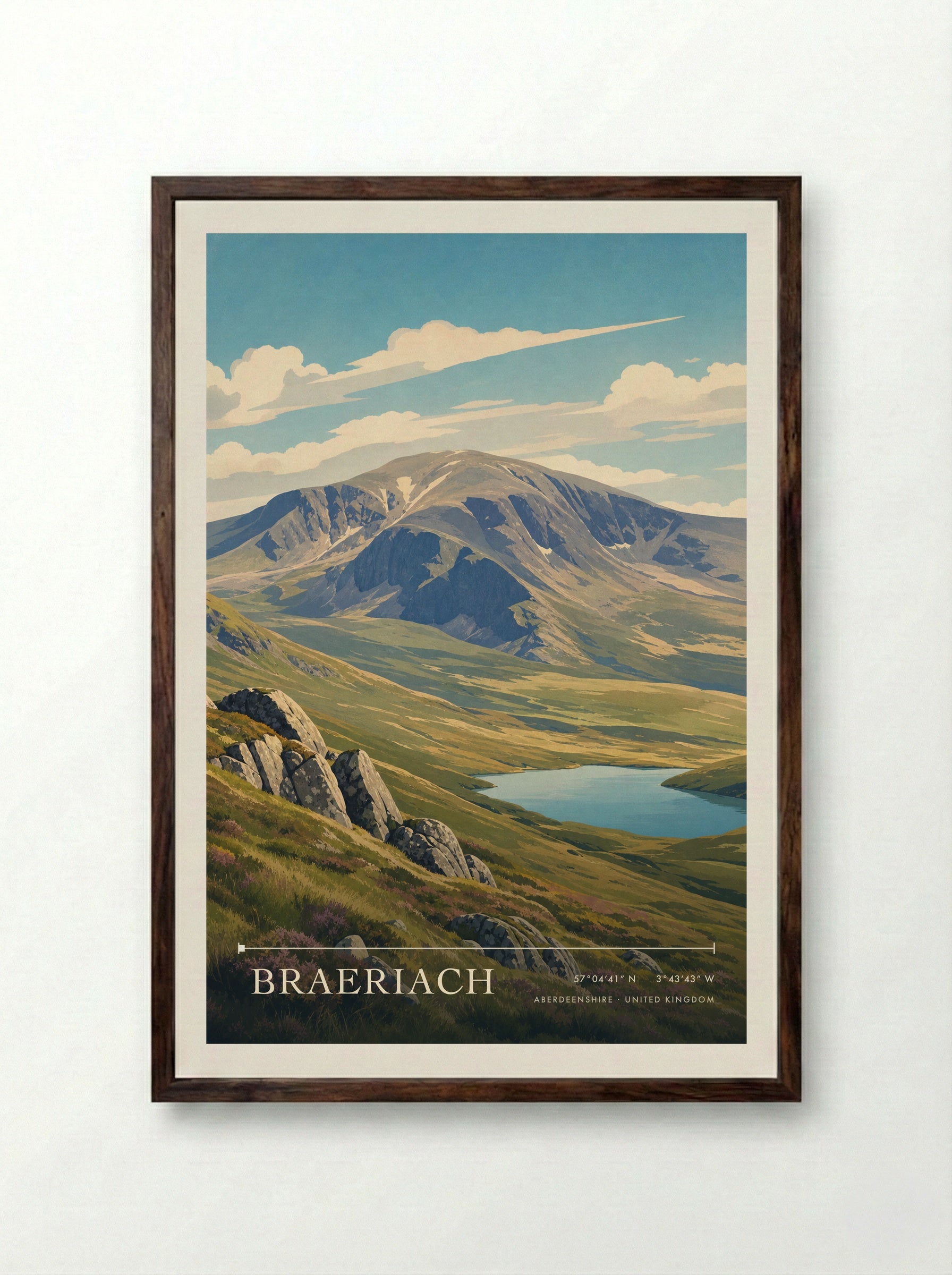 Braeriach Aberdeenshire United Kingdom Travel Poster - Framed Print Dark Wood