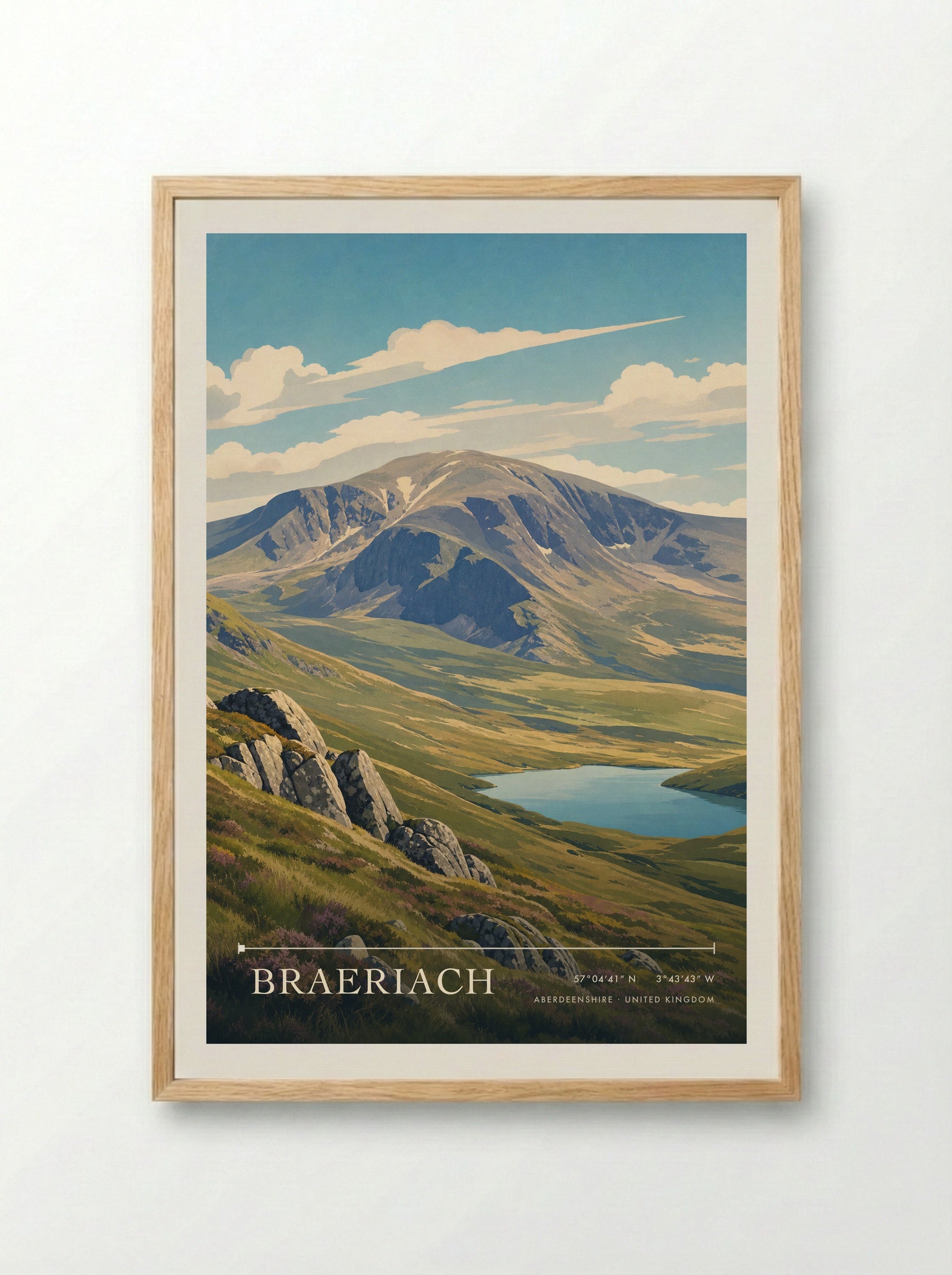 Braeriach Aberdeenshire United Kingdom Travel Poster - Framed Print Wood