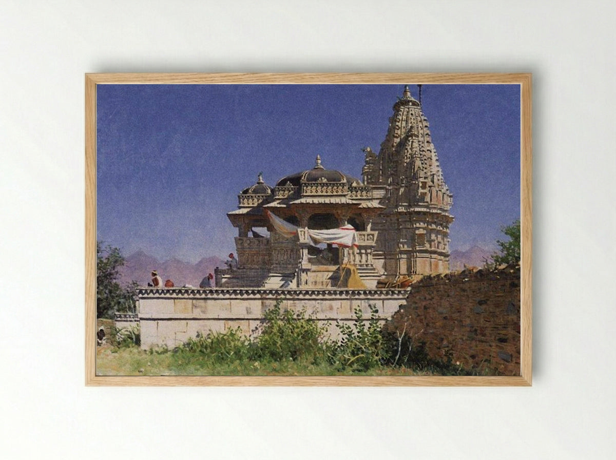 Brahminic Temple in Adelnure - Vasily Vereshchagin - Framed Print Wood