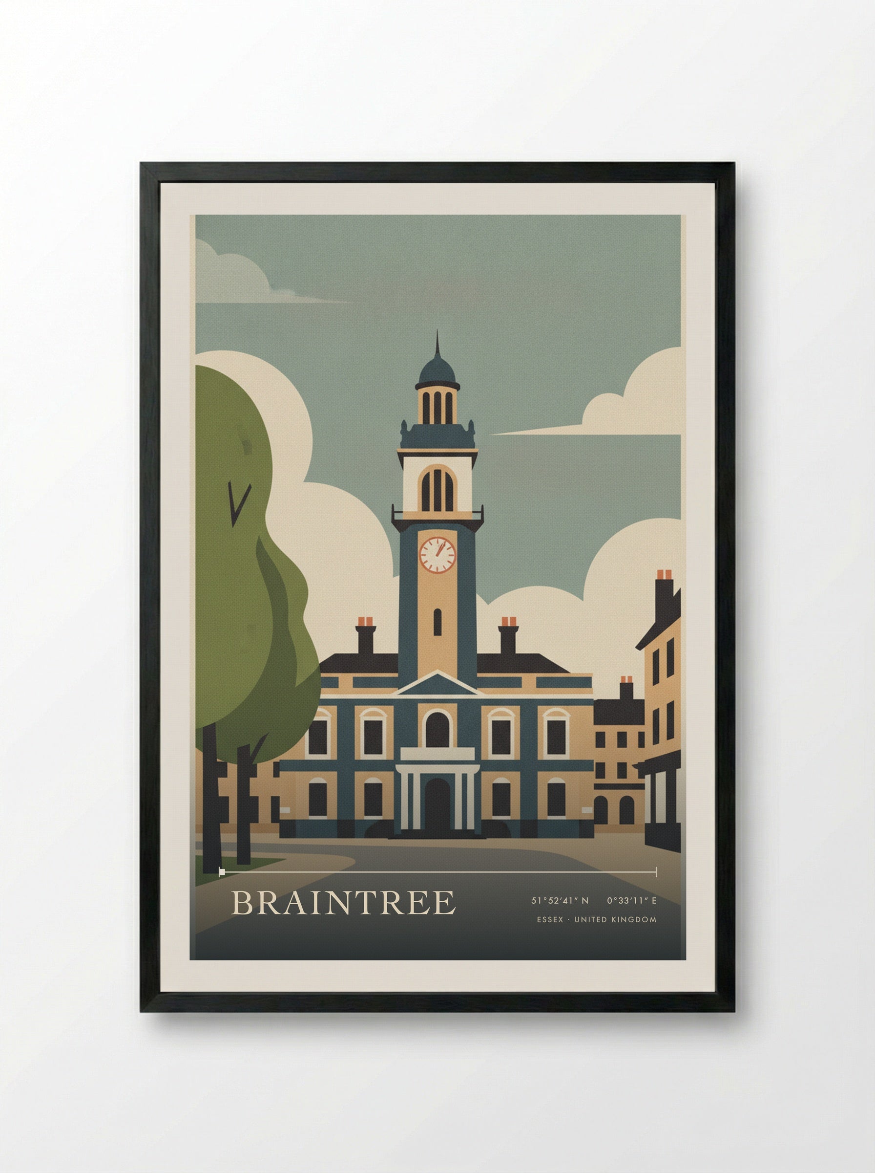 Braintree Essex United Kingdom Travel Poster - Framed Print Black