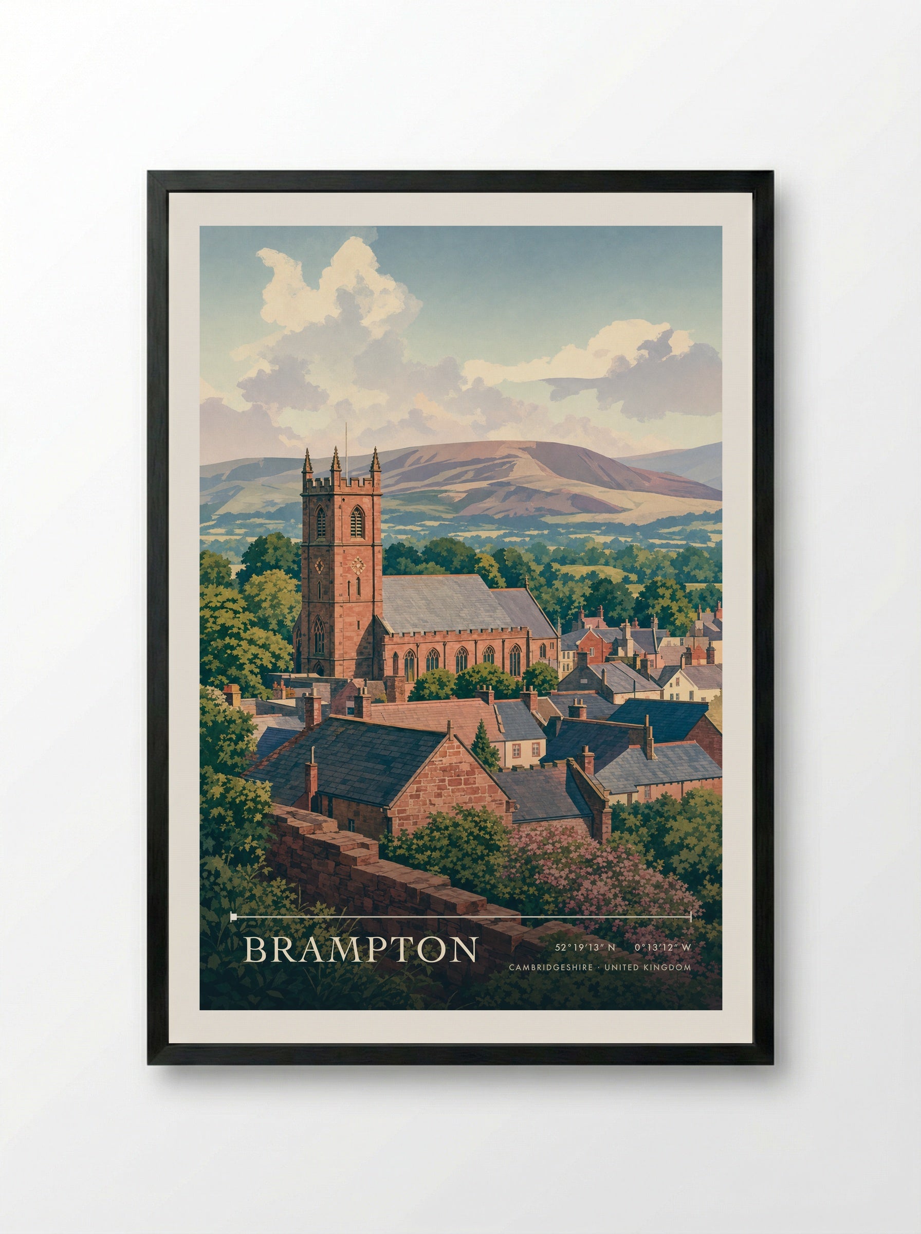 Brampton Cambridgeshire United Kingdom Travel Poster - Framed Print Black